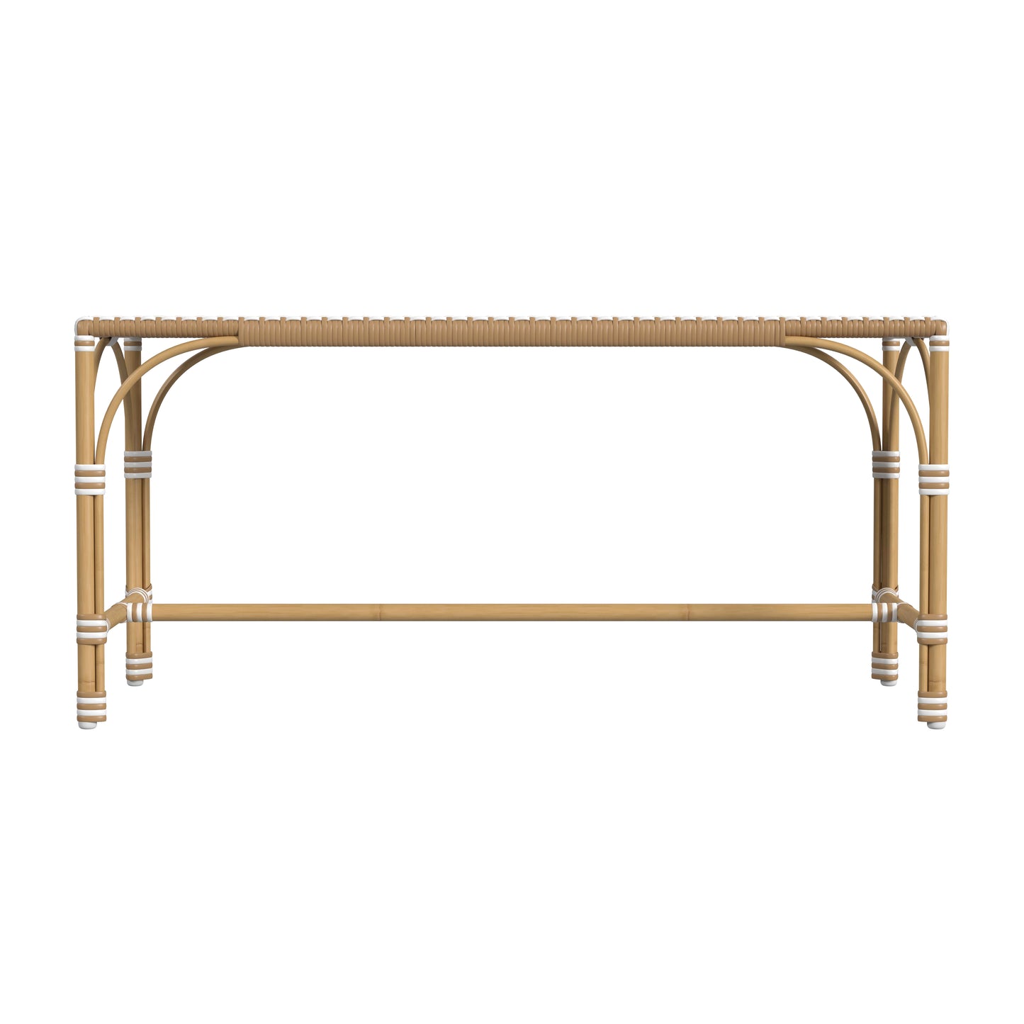 Tobias Outdoor Rattan and Rectangular Dining Bench in Beige and White 5650433