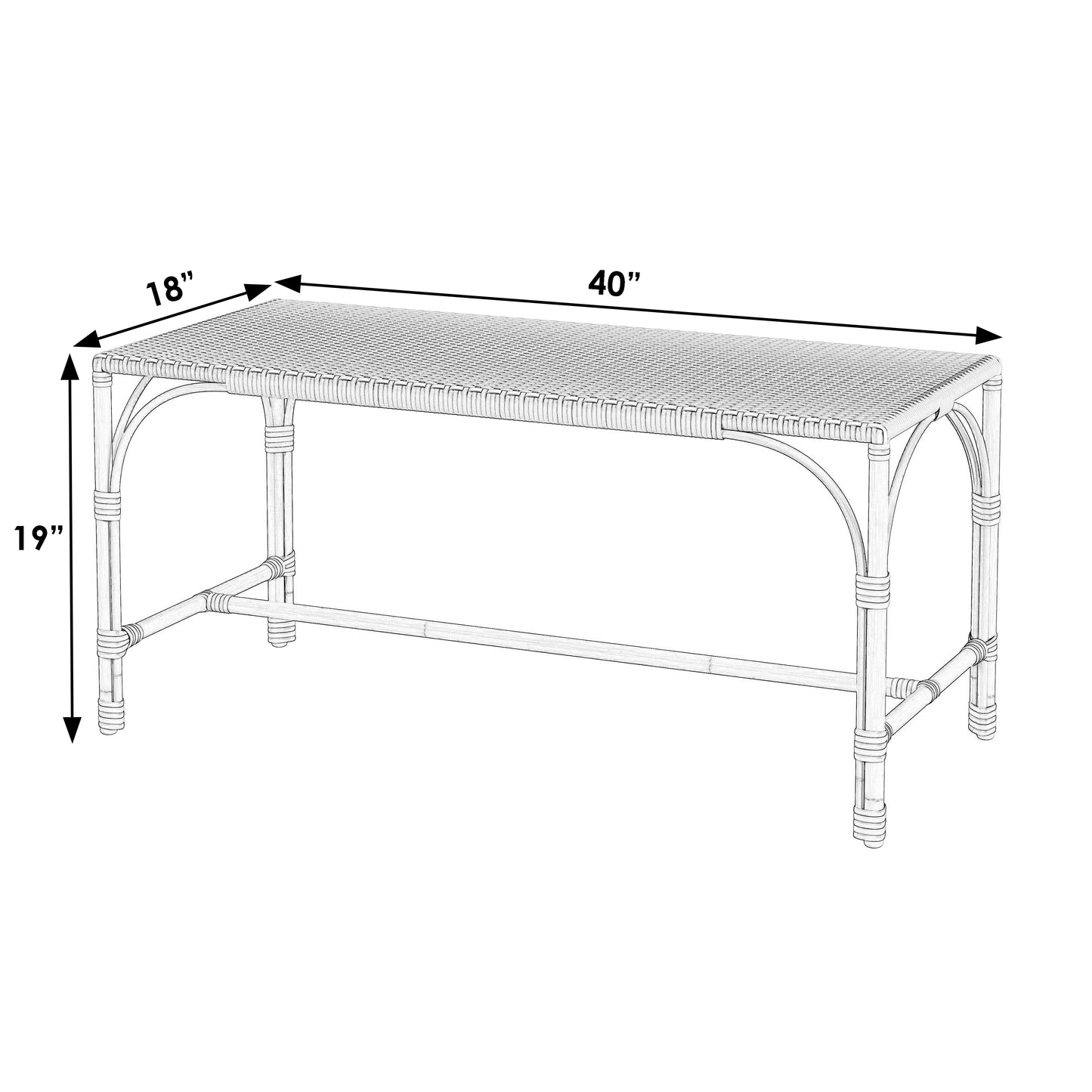 Tobias Outdoor Rattan and Rectangular Dining Bench in Beige and White 5650433
