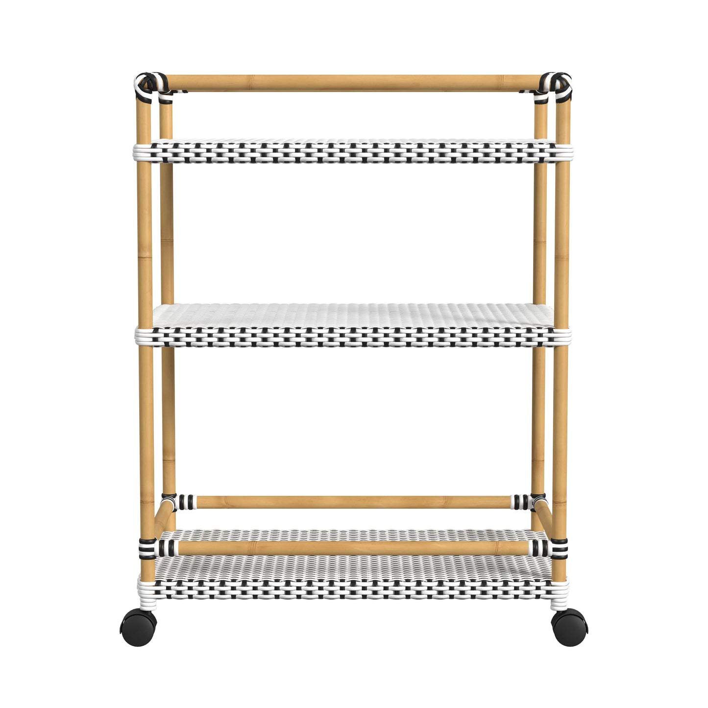 Tobias Outdoor 3- Tier Rattan and Metal Bar Cart in Black,Black and White,White,White and Black 5651434