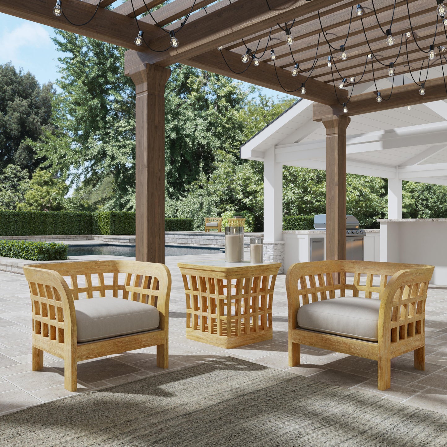 Monhegan Teak Outdoor Lounge Chair in Light Brown 5652436