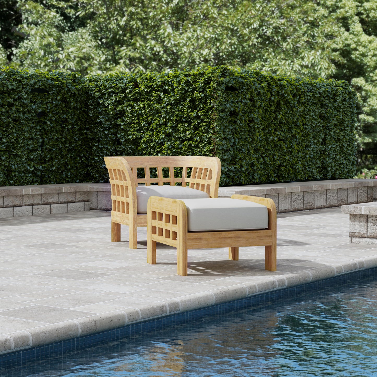 Monhegan Teak Outdoor Lounge Chair in Light Brown 5652436