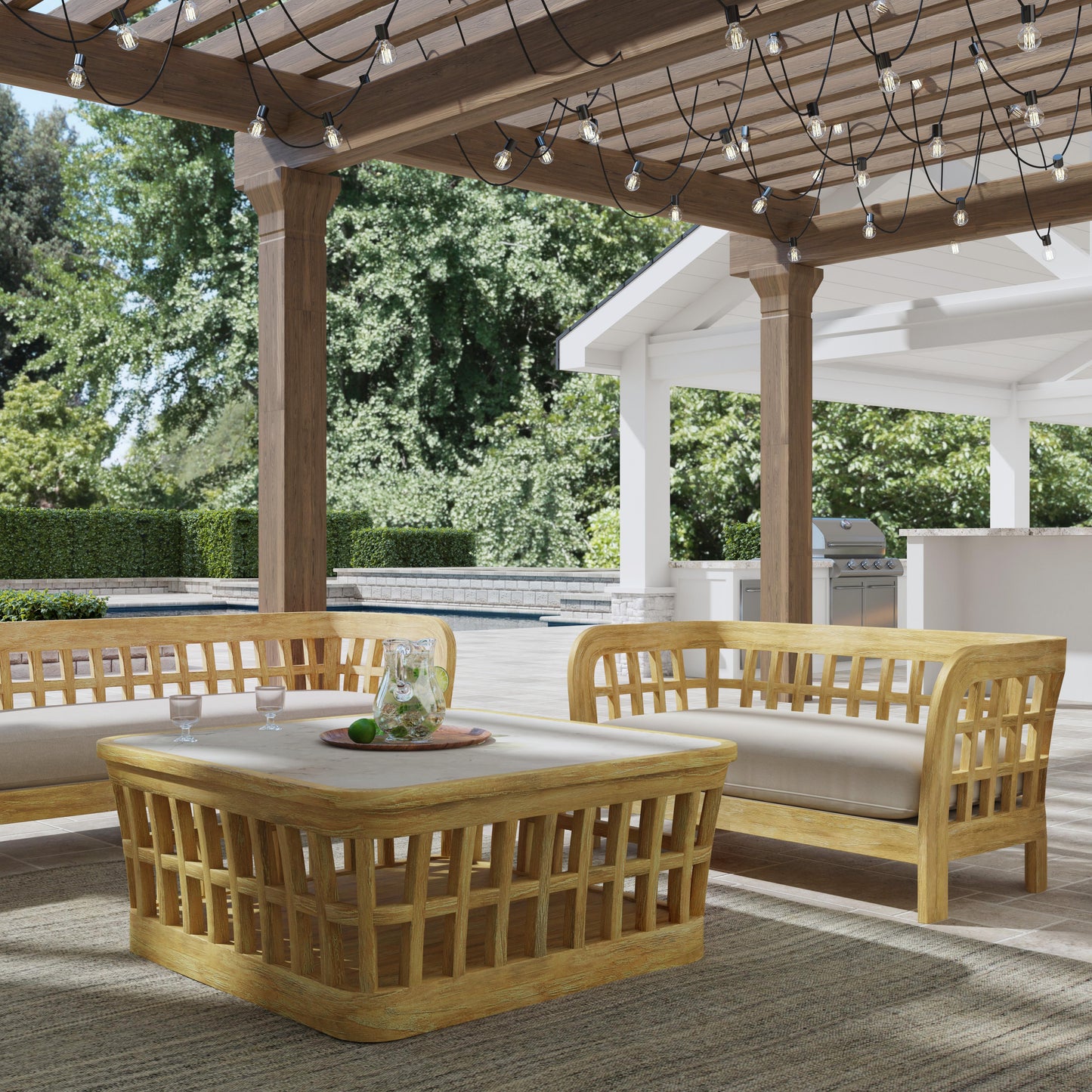 Butler Specialty Company Monhegan Outdoor 53 in. W Teak Wood Loveseat, Light Brown