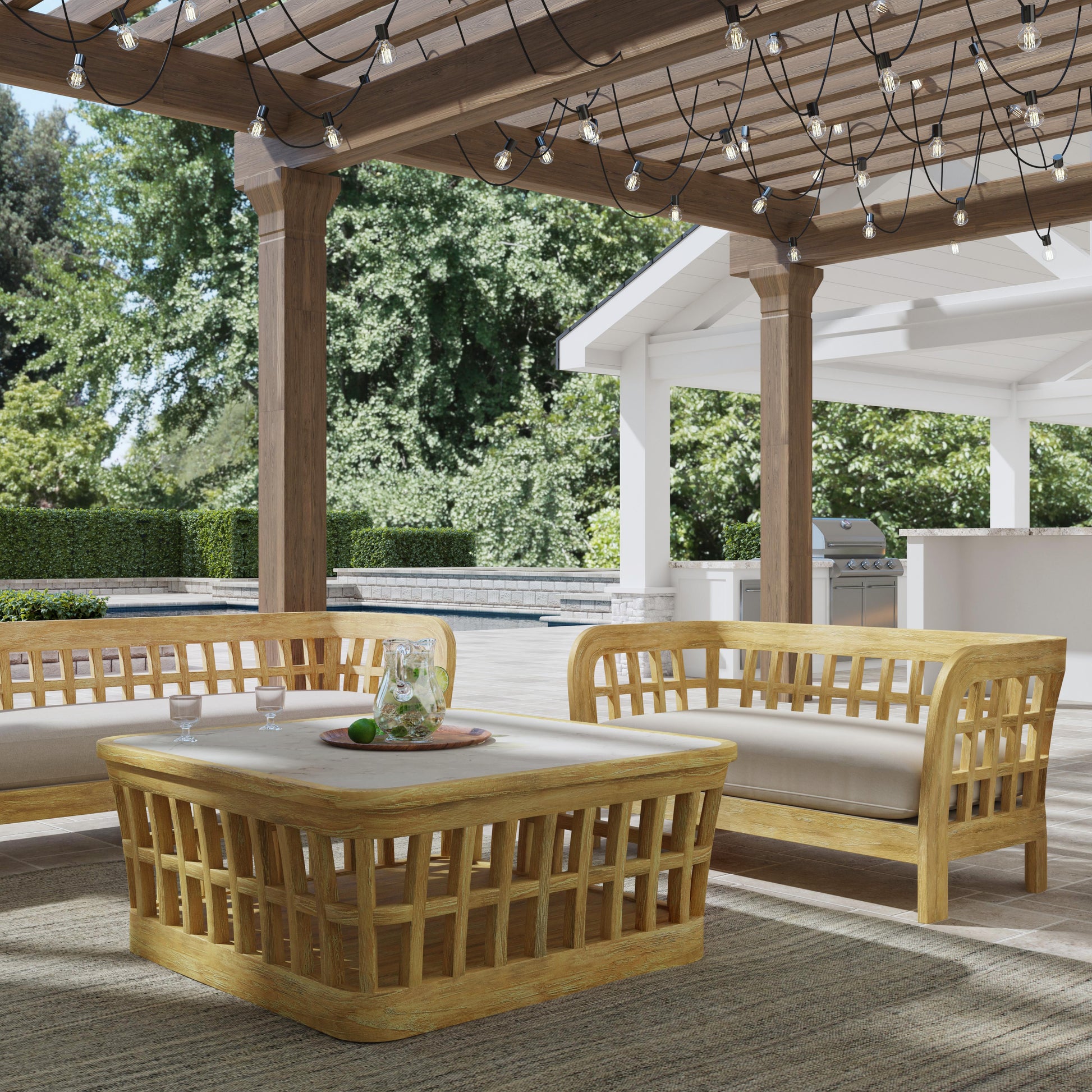 Butler Specialty Company Monhegan Outdoor 53 in. W Teak Wood Loveseat, Light Brown