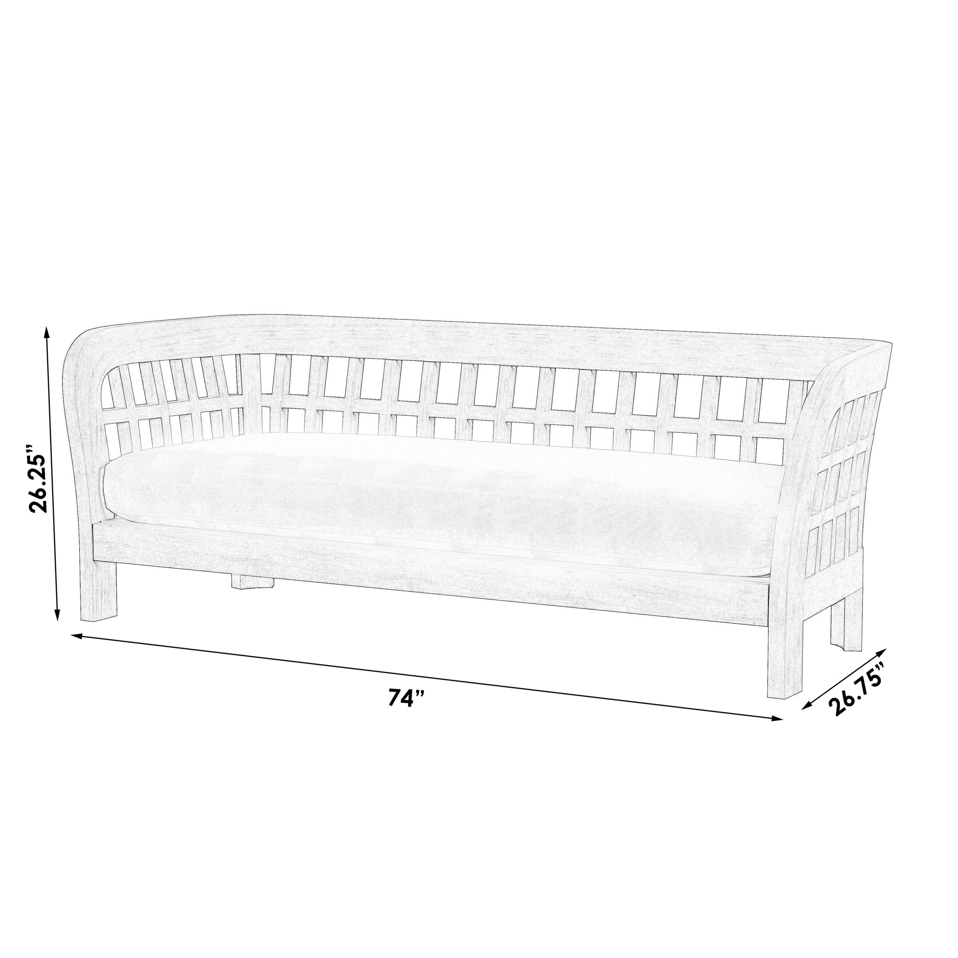 Butler Specialty Company Monhegan Outdoor 84 in. W Teak Wood Sofa, Light Brown