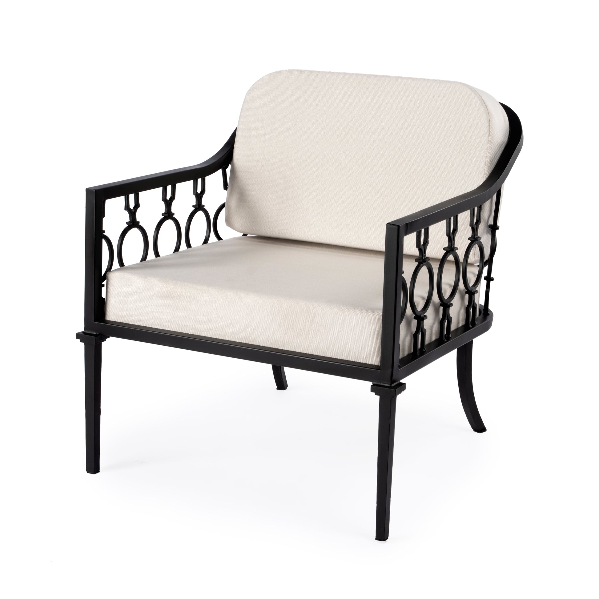 Butler Specialty Company Southport Outdoor 26 in. W Iron Upholstered Lounge Chair, Black