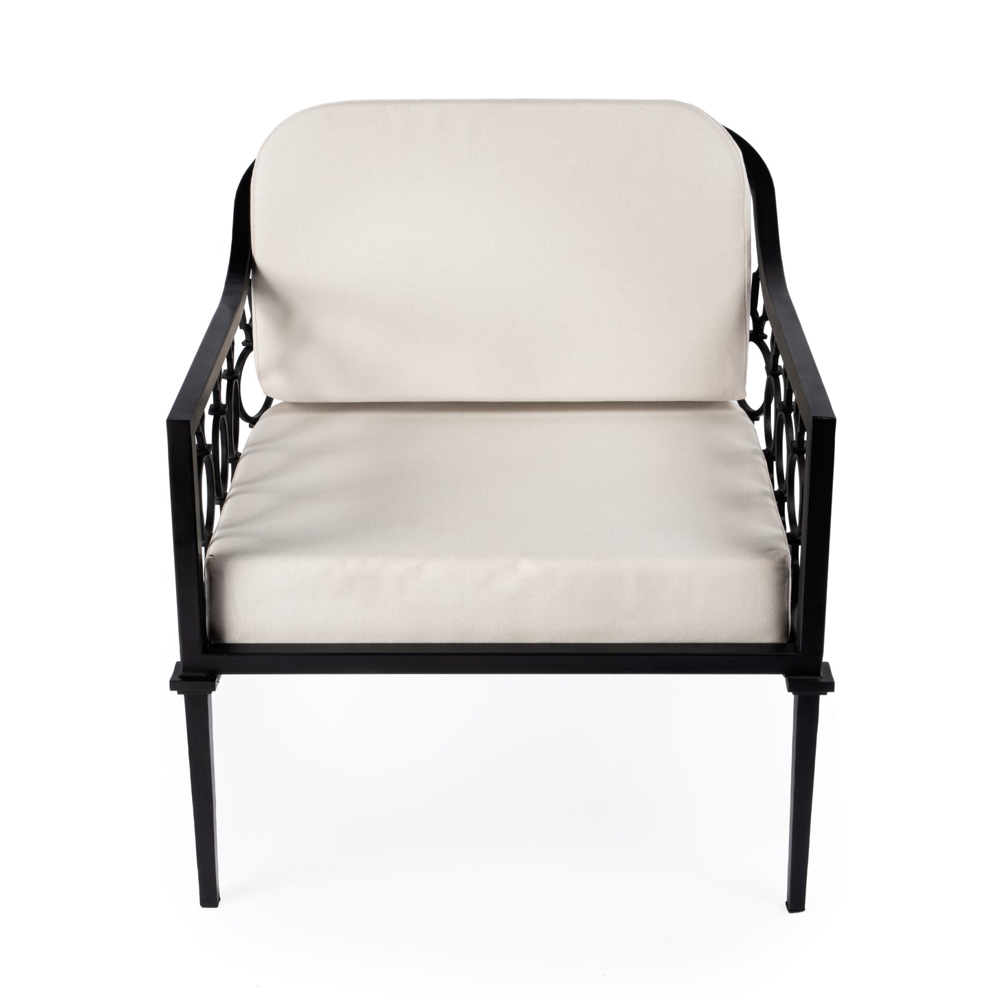 Butler Specialty Company Southport Outdoor 26 in. W Iron Upholstered Lounge Chair, Black