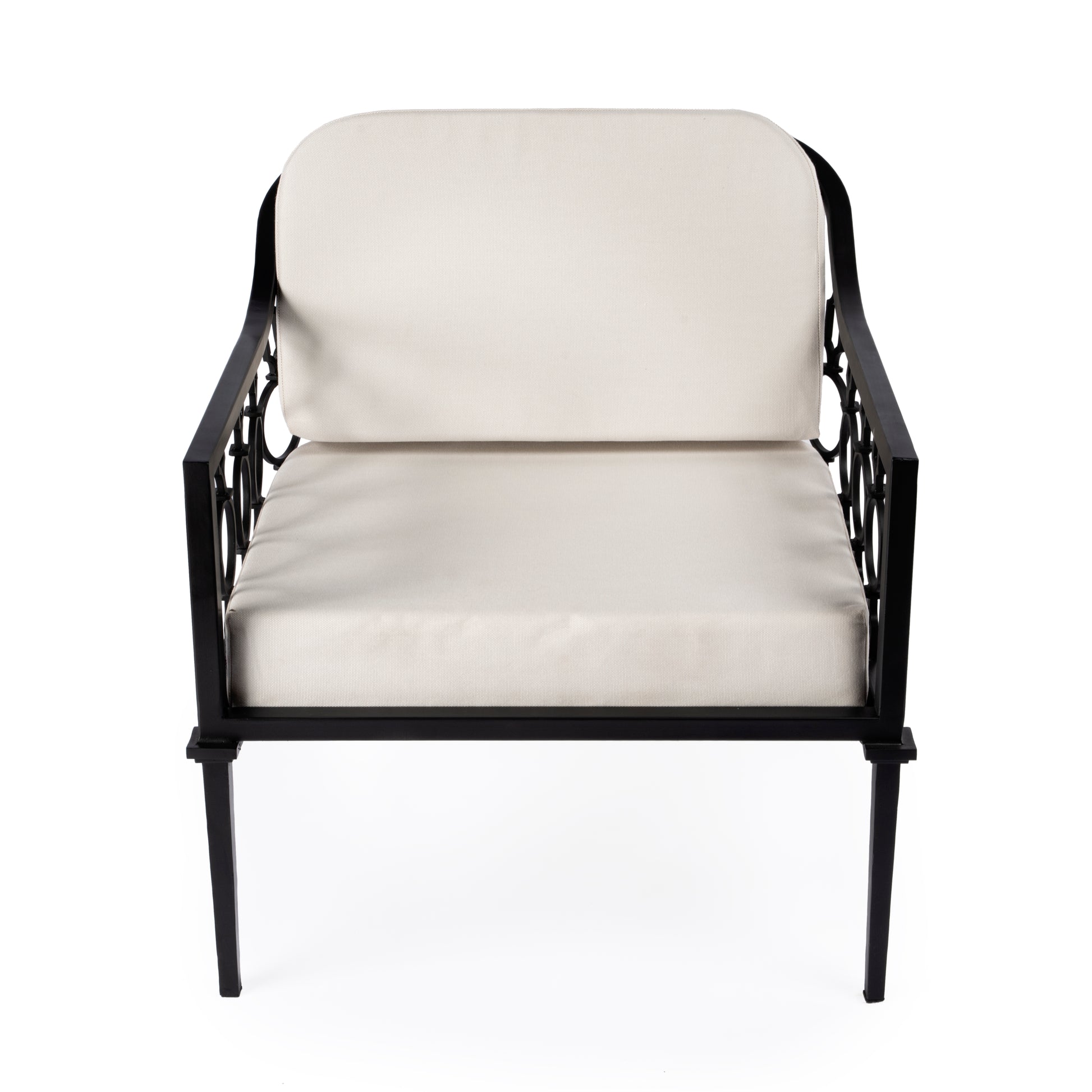 Butler Specialty Company Southport Outdoor 26 in. W Iron Upholstered Lounge Chair, Black