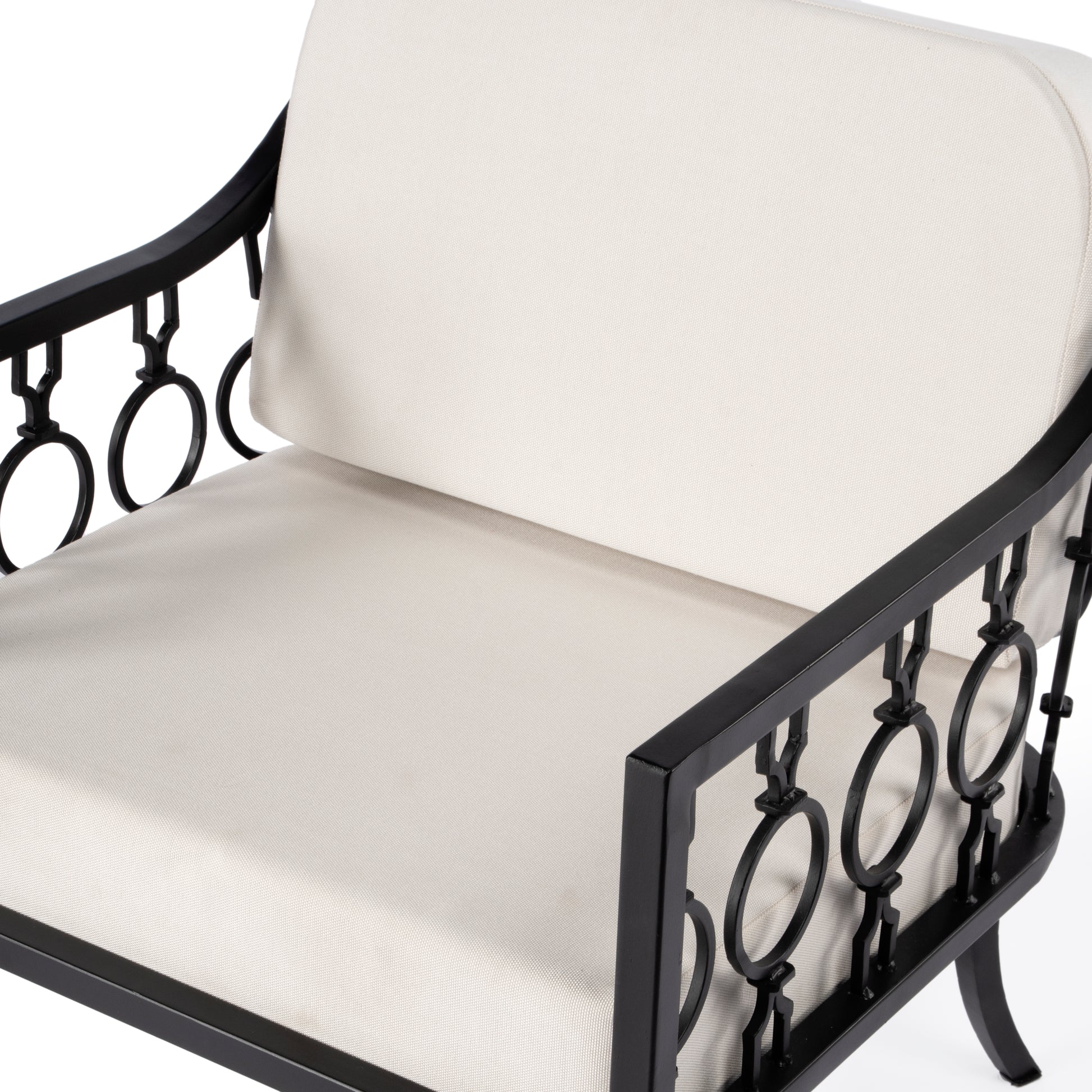 Butler Specialty Company Southport Outdoor 26 in. W Iron Upholstered Lounge Chair, Black