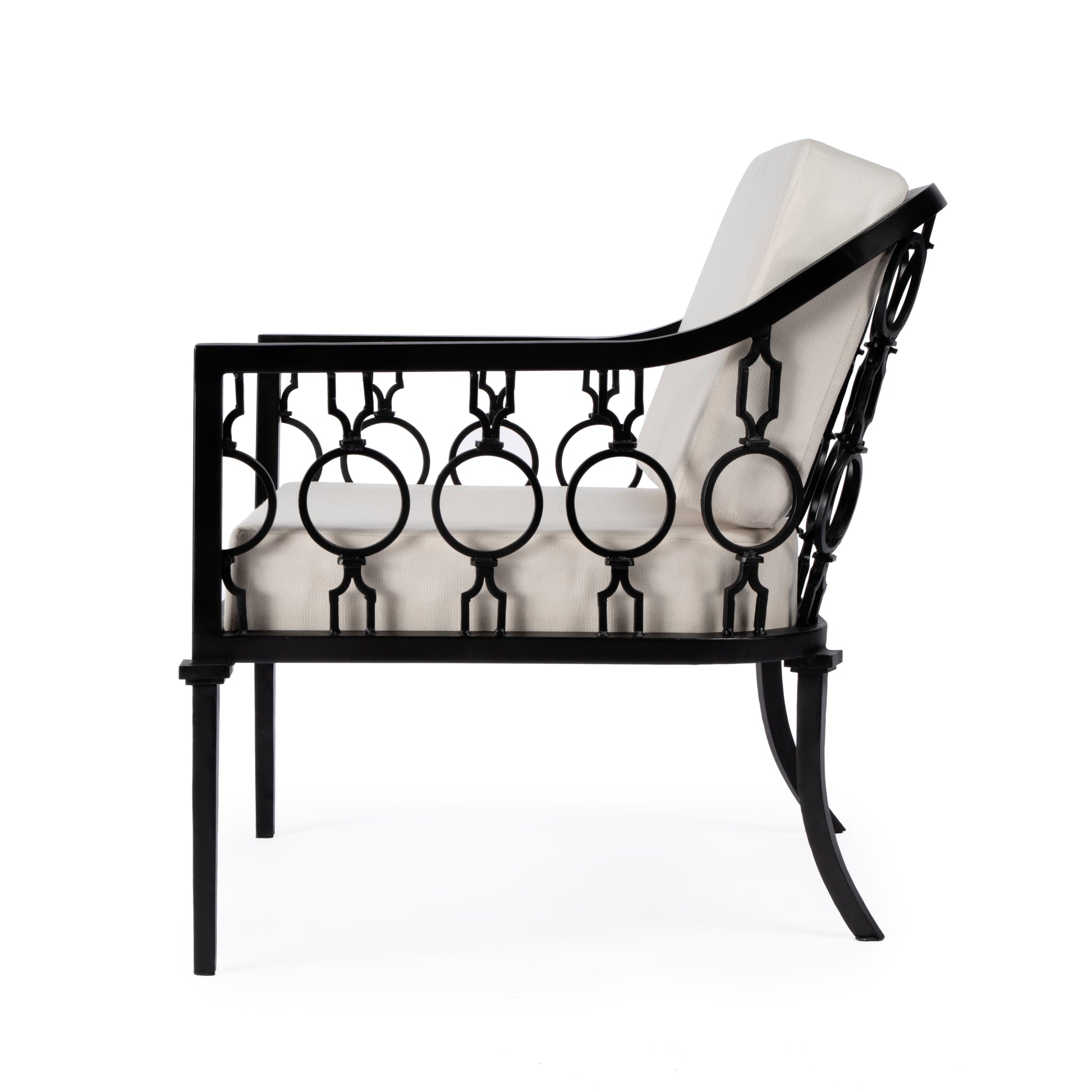 Butler Specialty Company Southport Outdoor 26 in. W Iron Upholstered Lounge Chair, Black