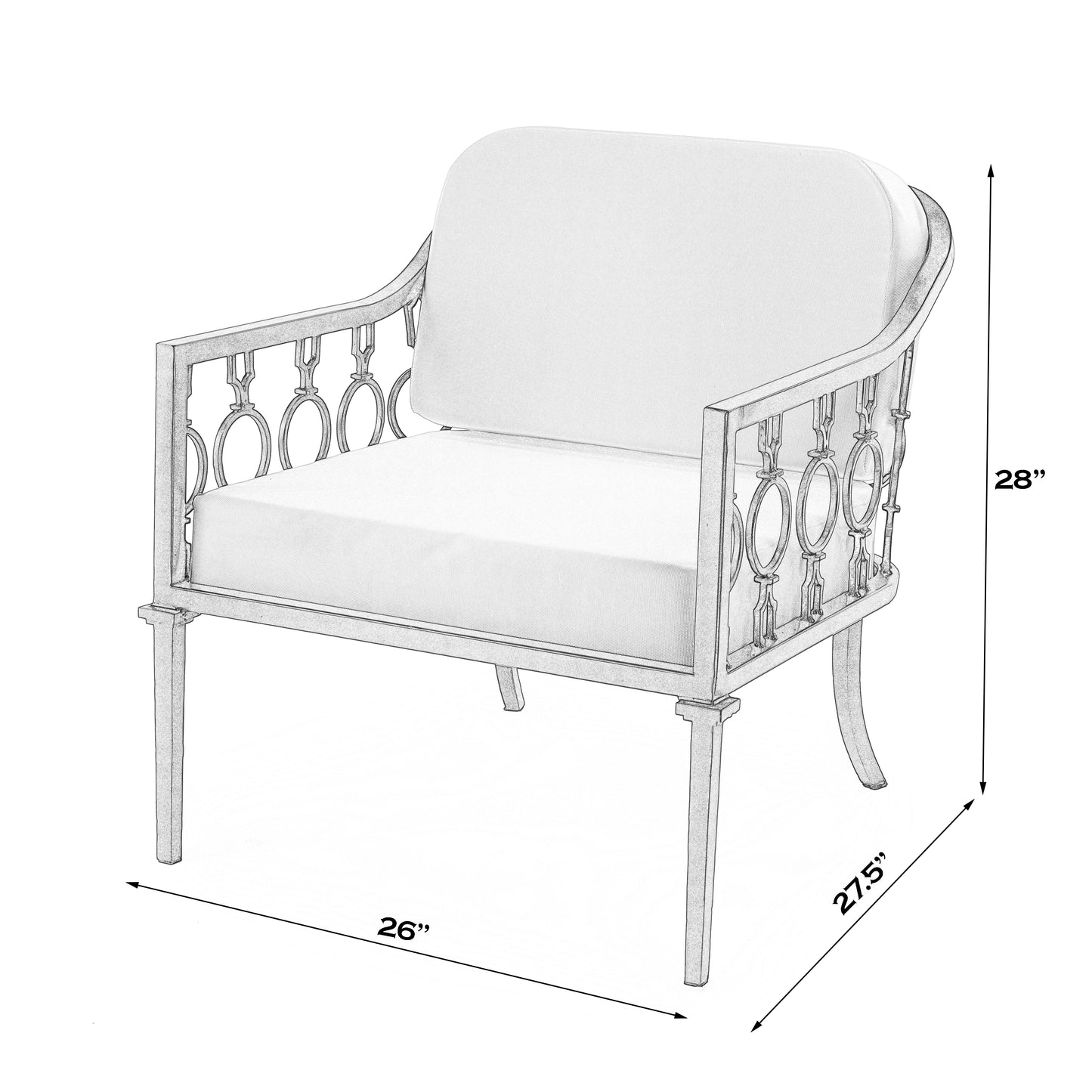 Butler Specialty Company Southport Outdoor 26 in. W Iron Upholstered Lounge Chair, Black