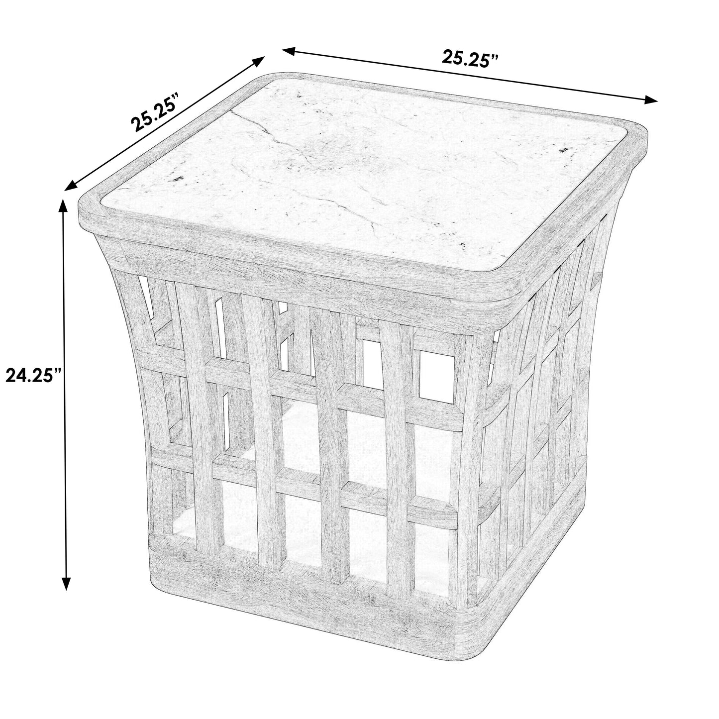 Butler Specialty Company Monhegan Outdoor 25.25 in. W Teak and Marble End Table, Light Brown