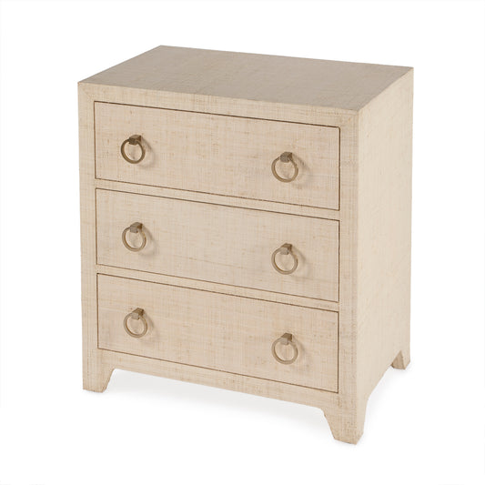 Bar Harbor Raffia 3 Drawer Nightstand in Natural  5667362