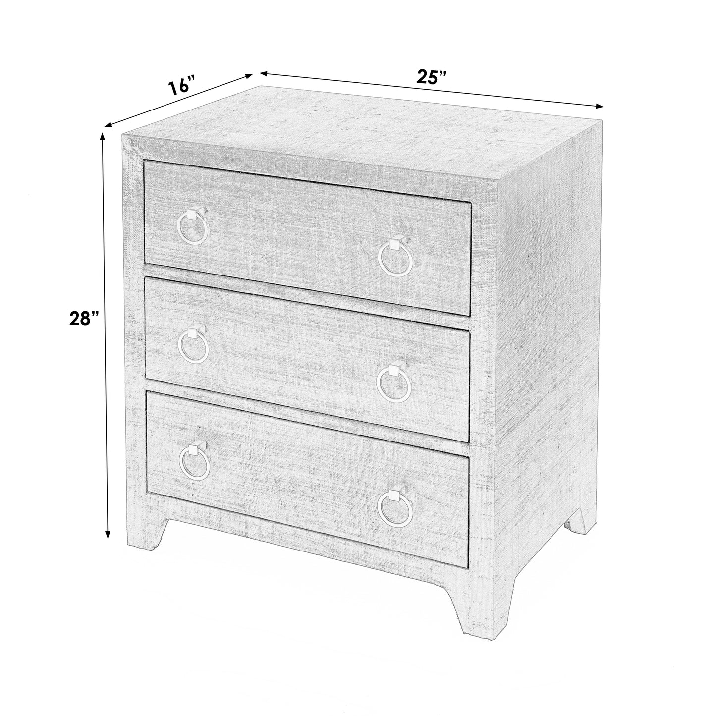 Bar Harbor Raffia 3 Drawer Nightstand in Natural 5667362