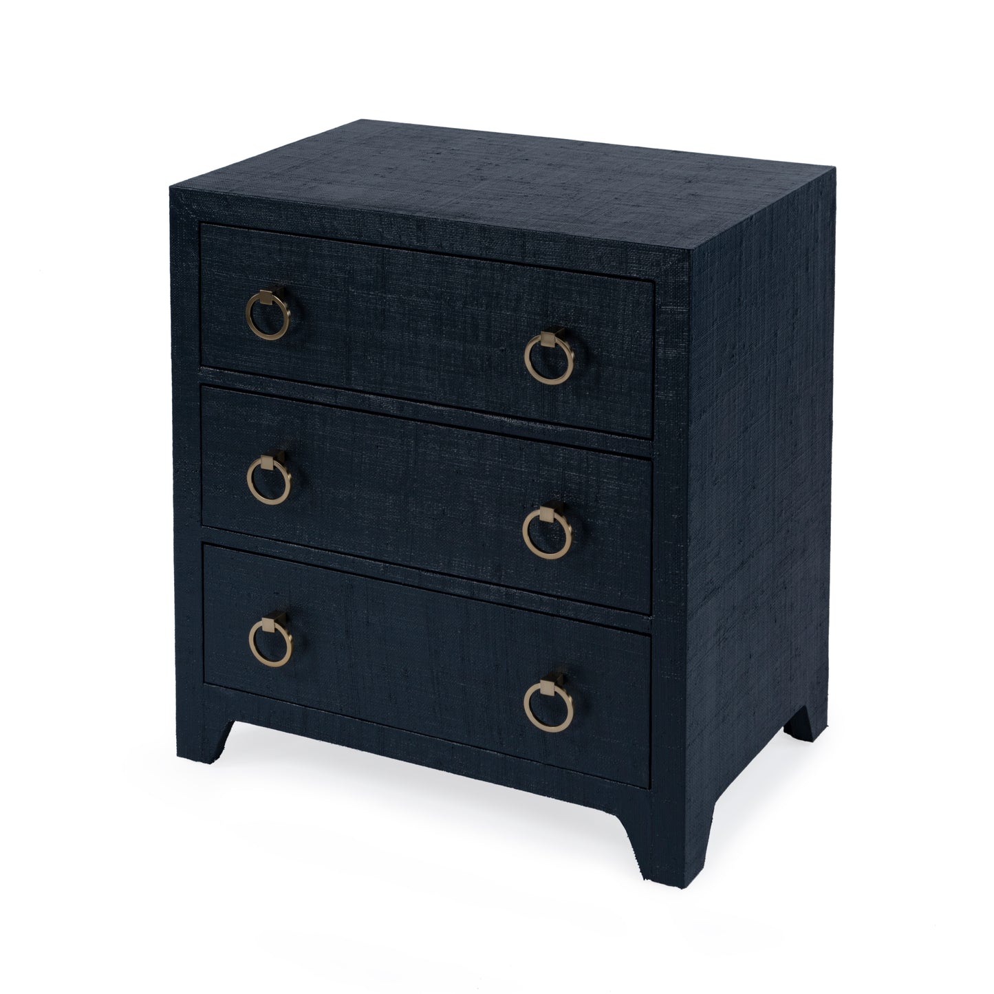 Bar Harbor Raffia 3 Drawer Nightstand in Navy Blue 5667410