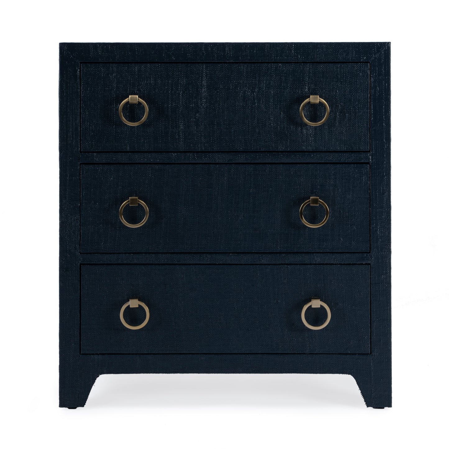 Bar Harbor Raffia 3 Drawer Nightstand in Navy Blue 5667410