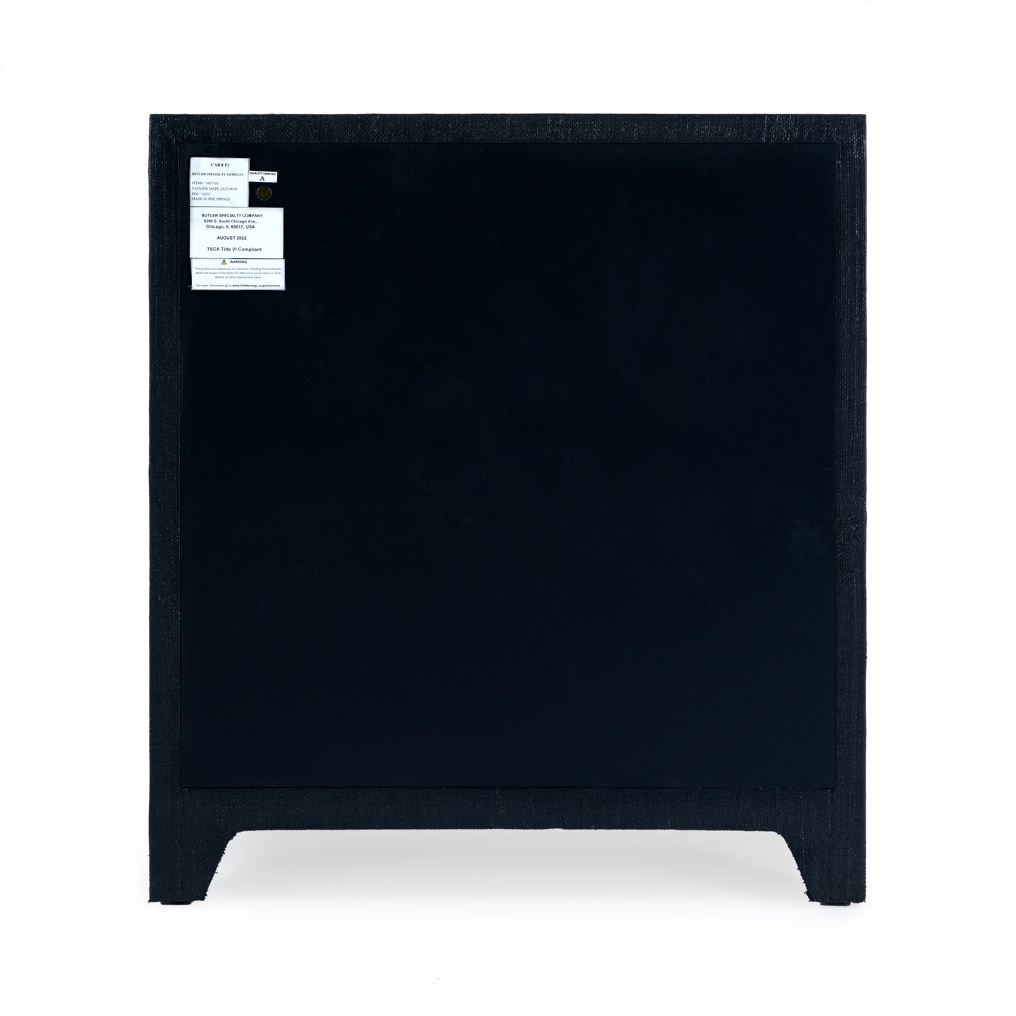 Bar Harbor Raffia 3 Drawer Nightstand in Navy Blue 5667410
