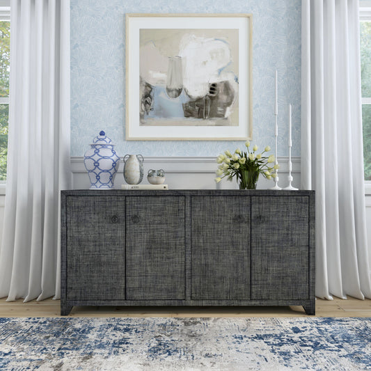 Butler Specialty Company Bar Harbor 70 in. W Rectangular Raffia 4 Door Sideboard, Charcoal