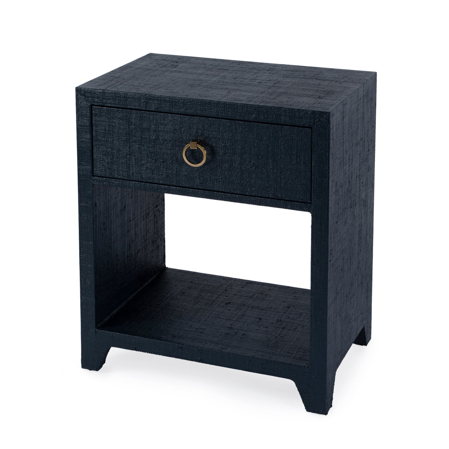 Bar Harbor Raffia 1 Drawer Nightstand in Navy Blue 5669410