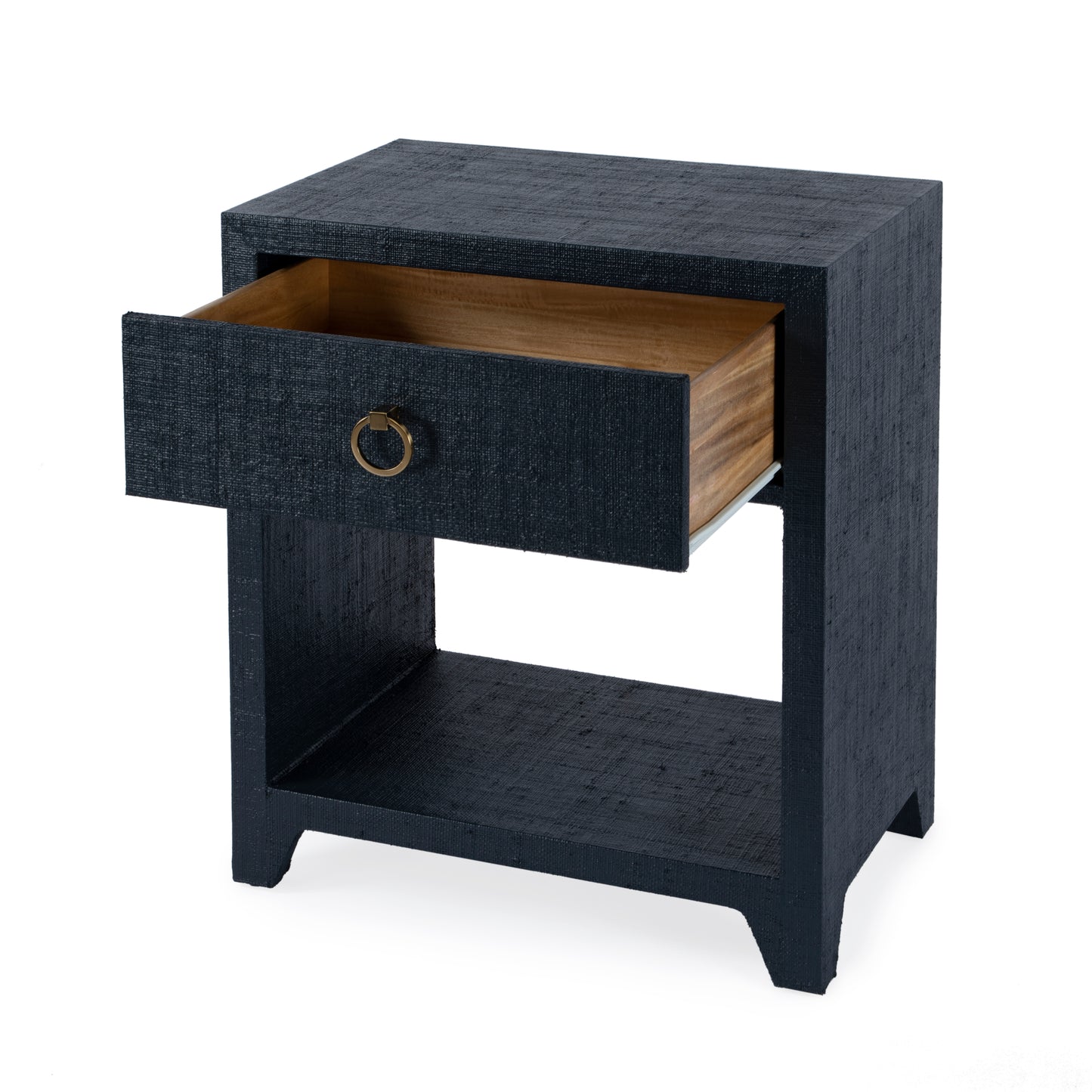Bar Harbor Raffia 1 Drawer Nightstand in Navy Blue 5669410