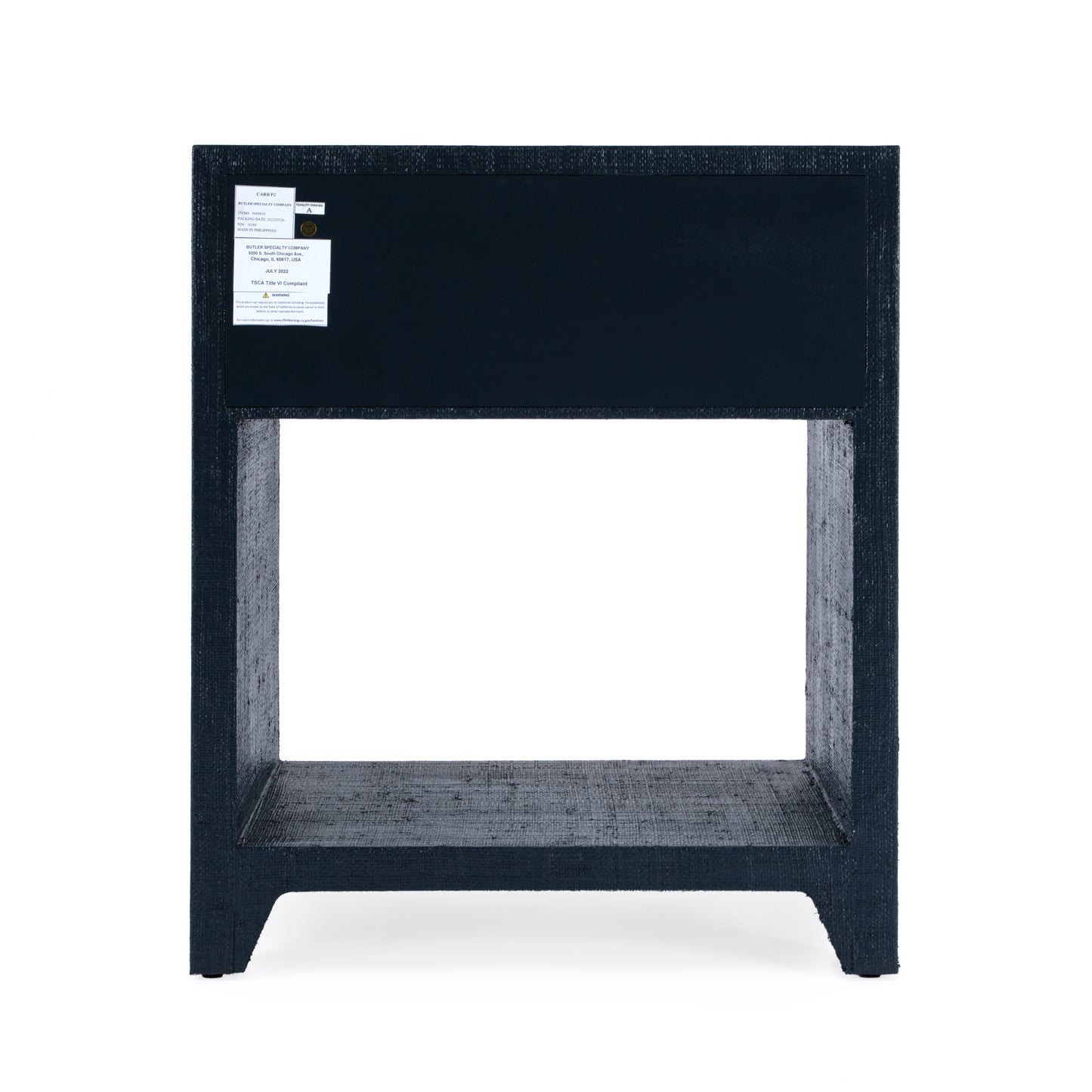 Bar Harbor Raffia 1 Drawer Nightstand in Navy Blue 5669410