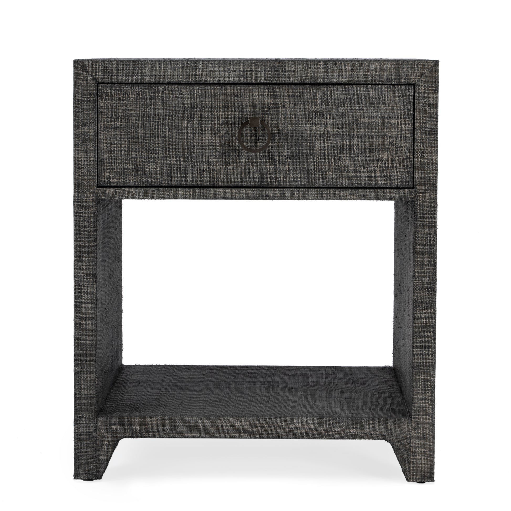 Butler Specialty Company Bar Harbor 24 in. W Rectangular Raffia 1 Drawer Nightstand with Lower Open Shelf, Charcoal