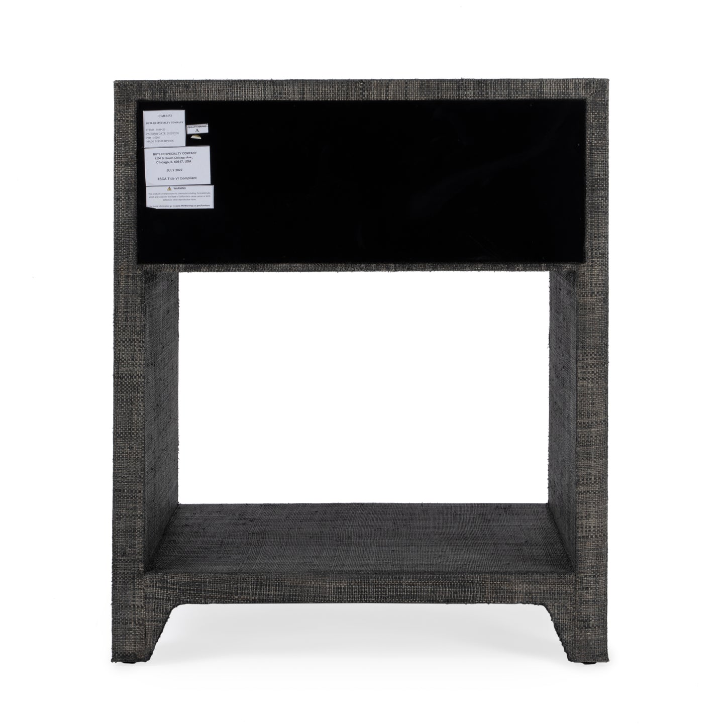 Butler Specialty Company Bar Harbor 24 in. W Rectangular Raffia 1 Drawer Nightstand with Lower Open Shelf, Charcoal