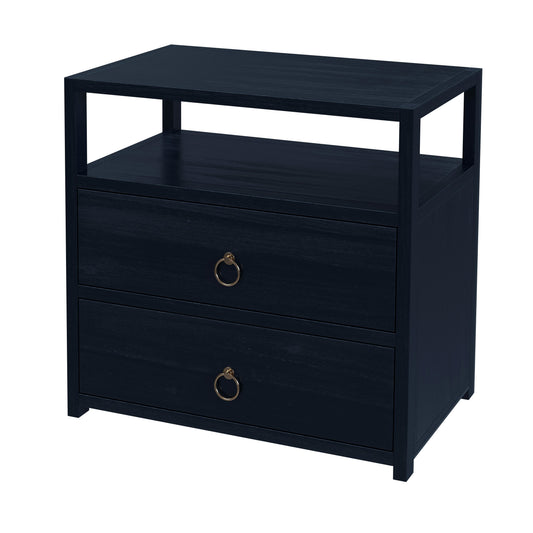 Lark 2 Drawer Wide Nightstand in Navy Blue  5670291