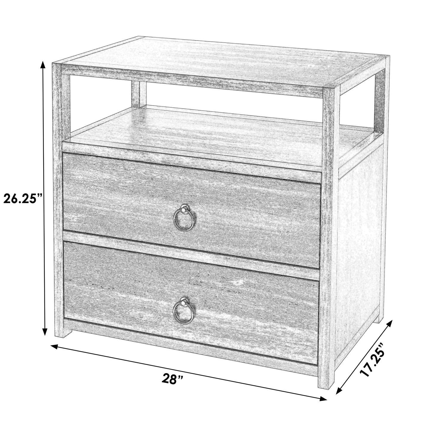 Lark 2 Drawer Wide Nightstand in Navy Blue 5670291