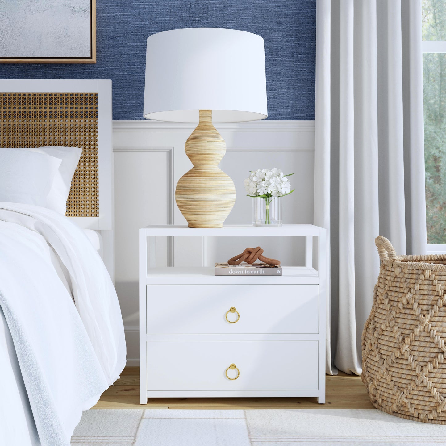 Lark 2 Drawer Wide Nightstand in White 5670304