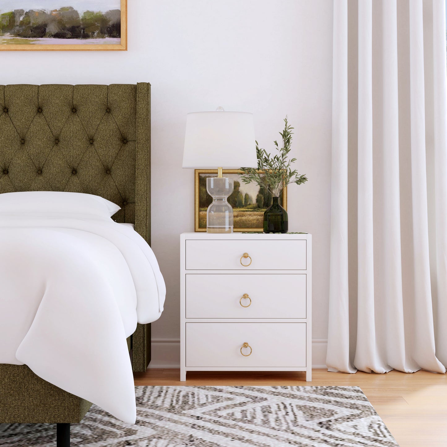 Lark 3 Drawer Nightstand in White 5671304