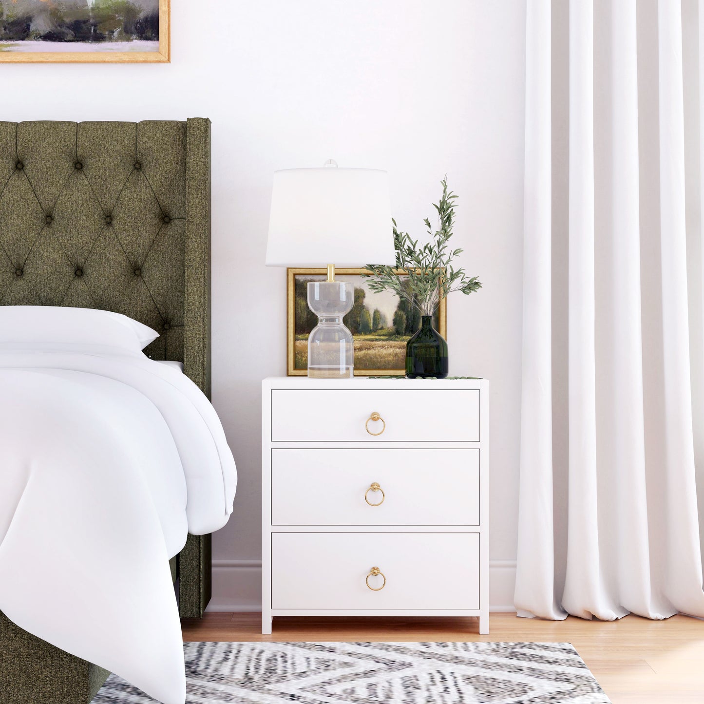 Lark 3 Drawer Nightstand in White 5671304