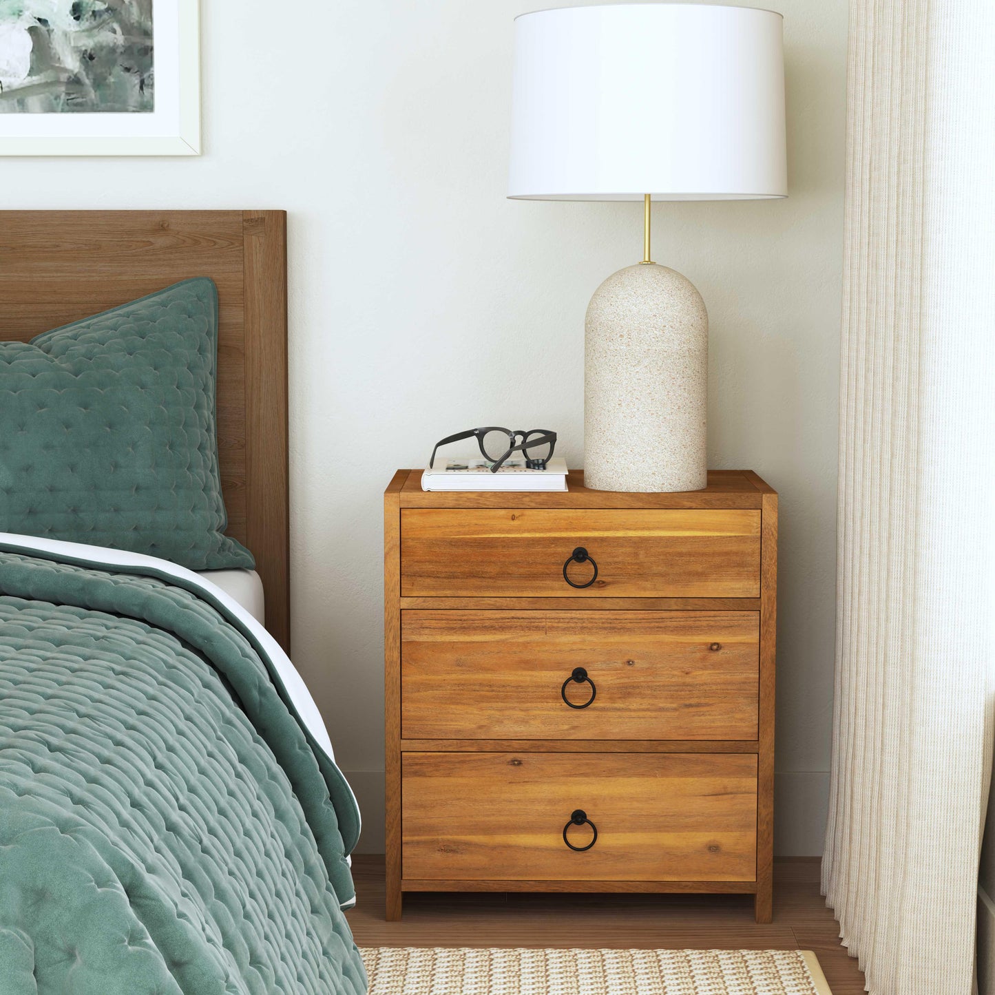 Lark Natural 3 Drawer Nightstand in Light Brown 5671312