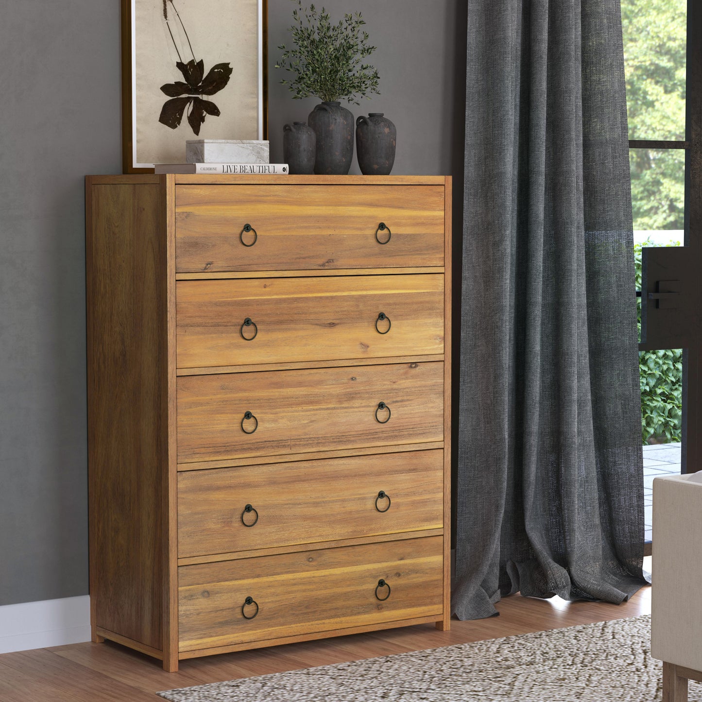 Lark 5 Drawer Dresser in Light Brown  5672312