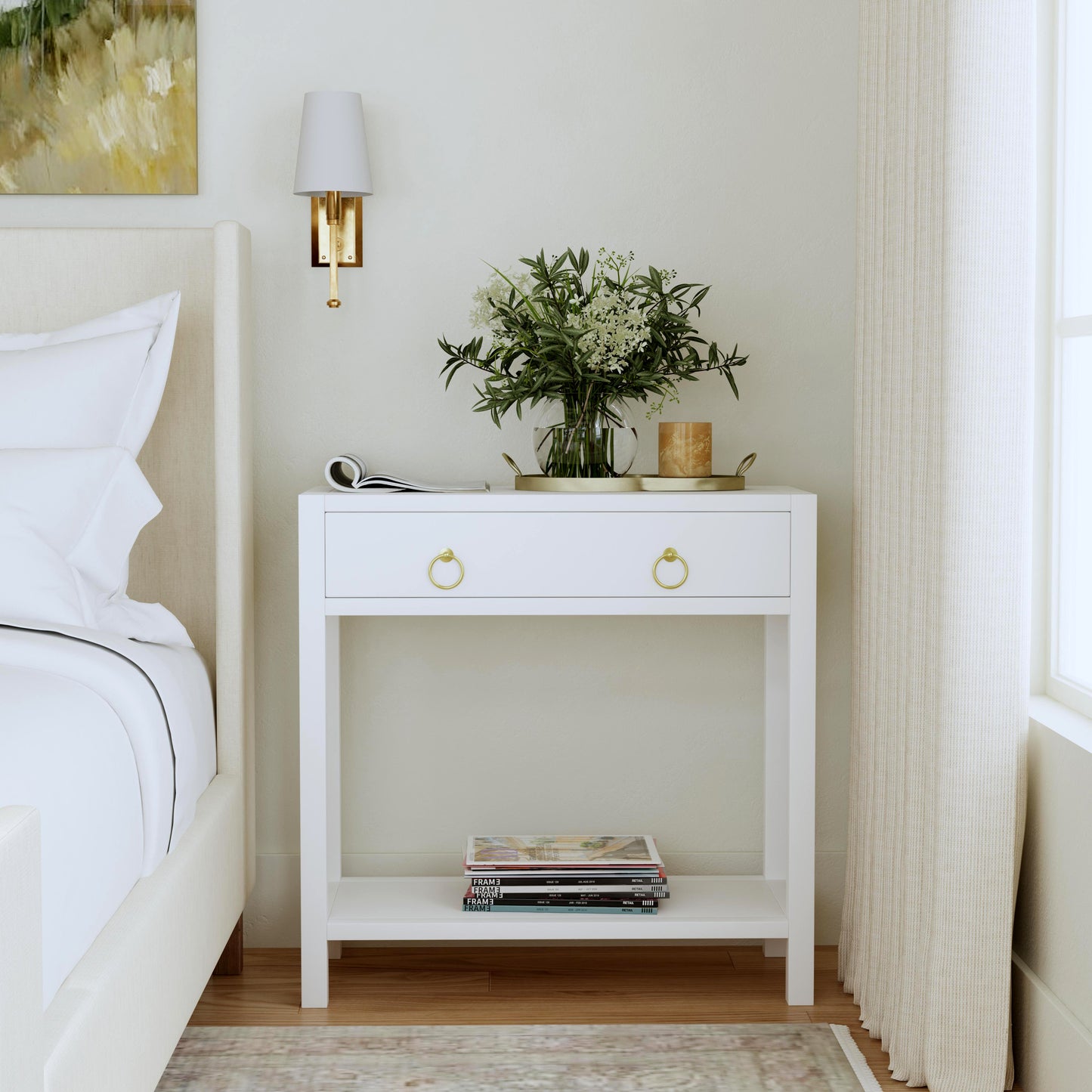 Lark 30" Wood 1-Drawer Nightstand in White 5675304