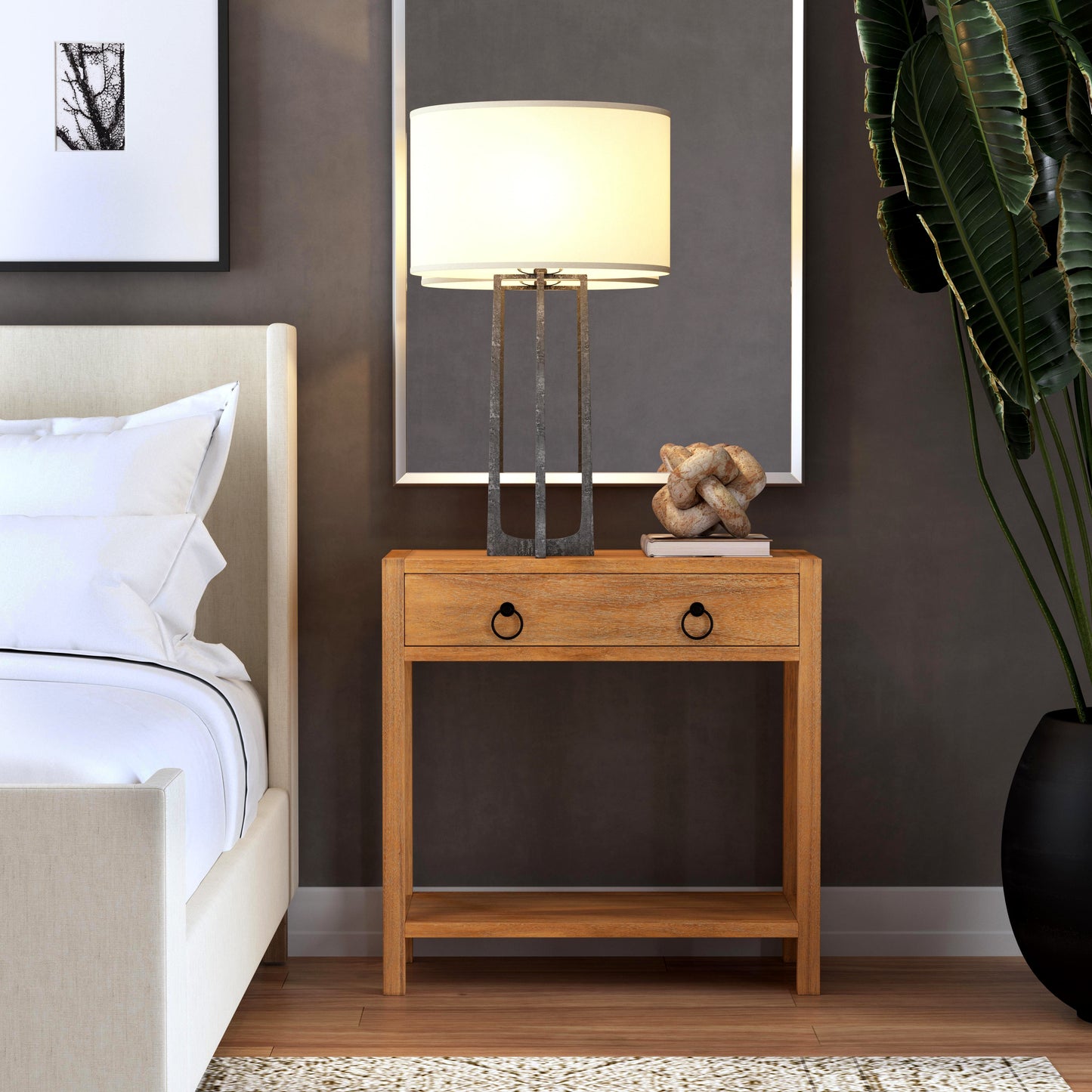 Lark 30" Wood 1-Drawer Nightstand in Light Brown 5675312