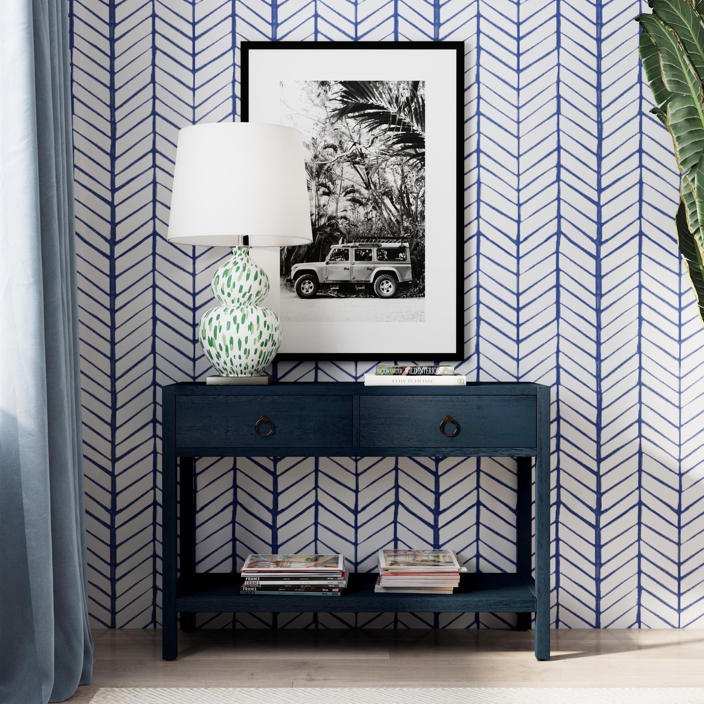 Lark 44" Wood Console Table in Navy Blue 5676291