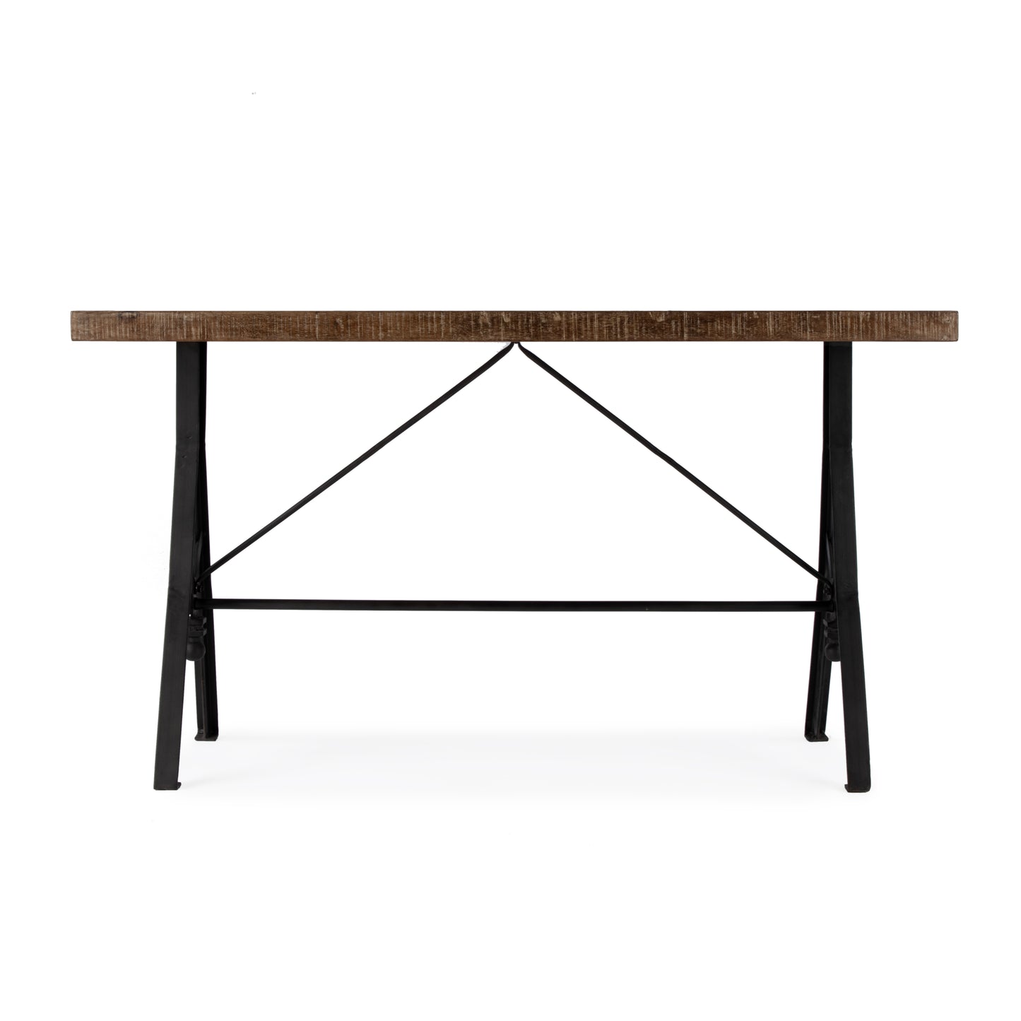 Butler Specialty Company Croyden 56 in. W Rectangular Wood and Iron Trestle Console Table, Medium Brown