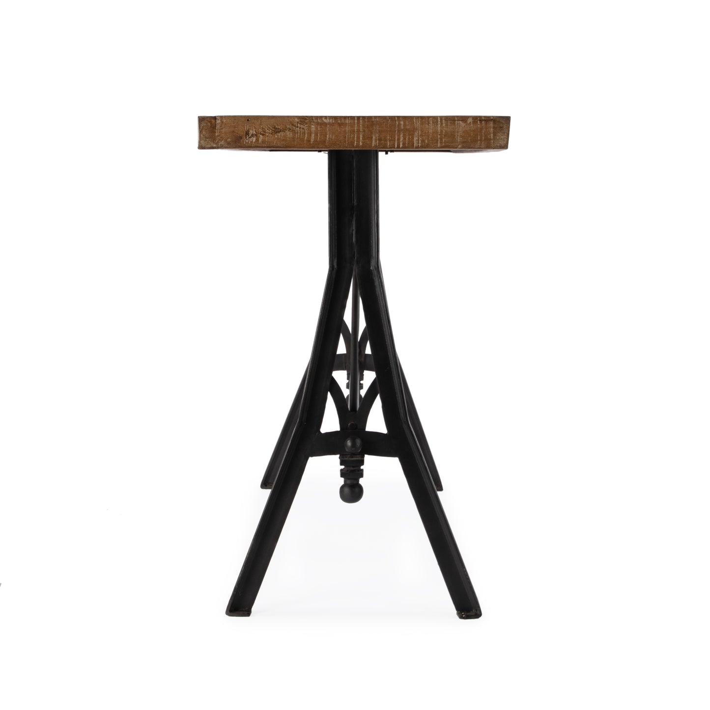 Butler Specialty Company Croyden 56 in. W Rectangular Wood and Iron Trestle Console Table, Medium Brown