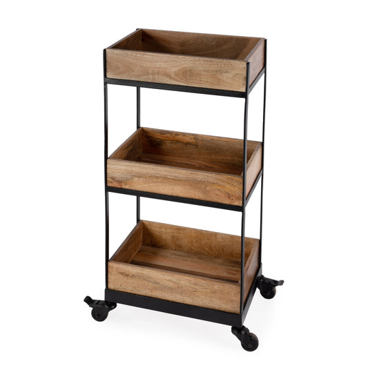 Fulham Rustic 3-Tier Serving Cart in Light Brown 5685330