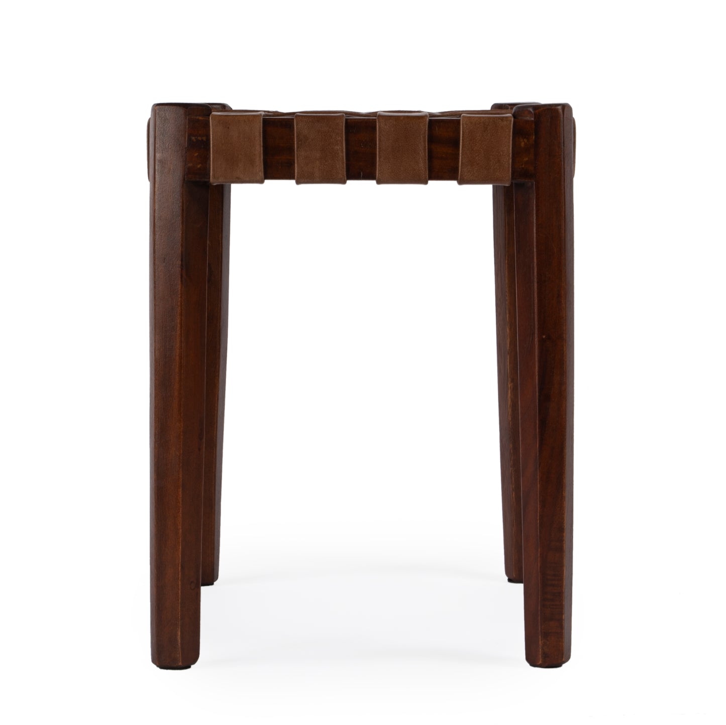 Kerry Leather Woven Stool in Dark Brown  5687140