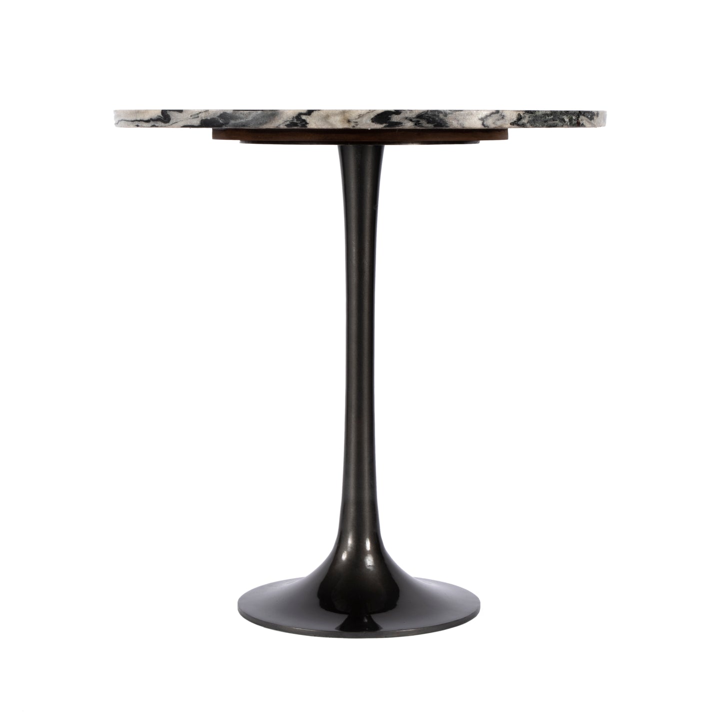 Butler Specialty Company Paxton 23.5 in. W Round Marble and Metal Side Table, Black and White