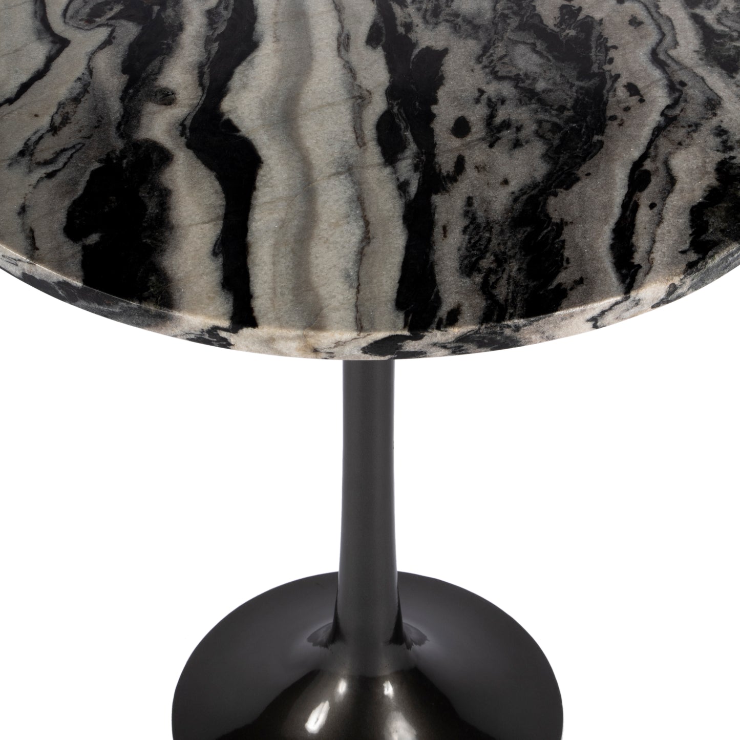 Butler Specialty Company Paxton 23.5 in. W Round Marble and Metal Side Table, Black and White