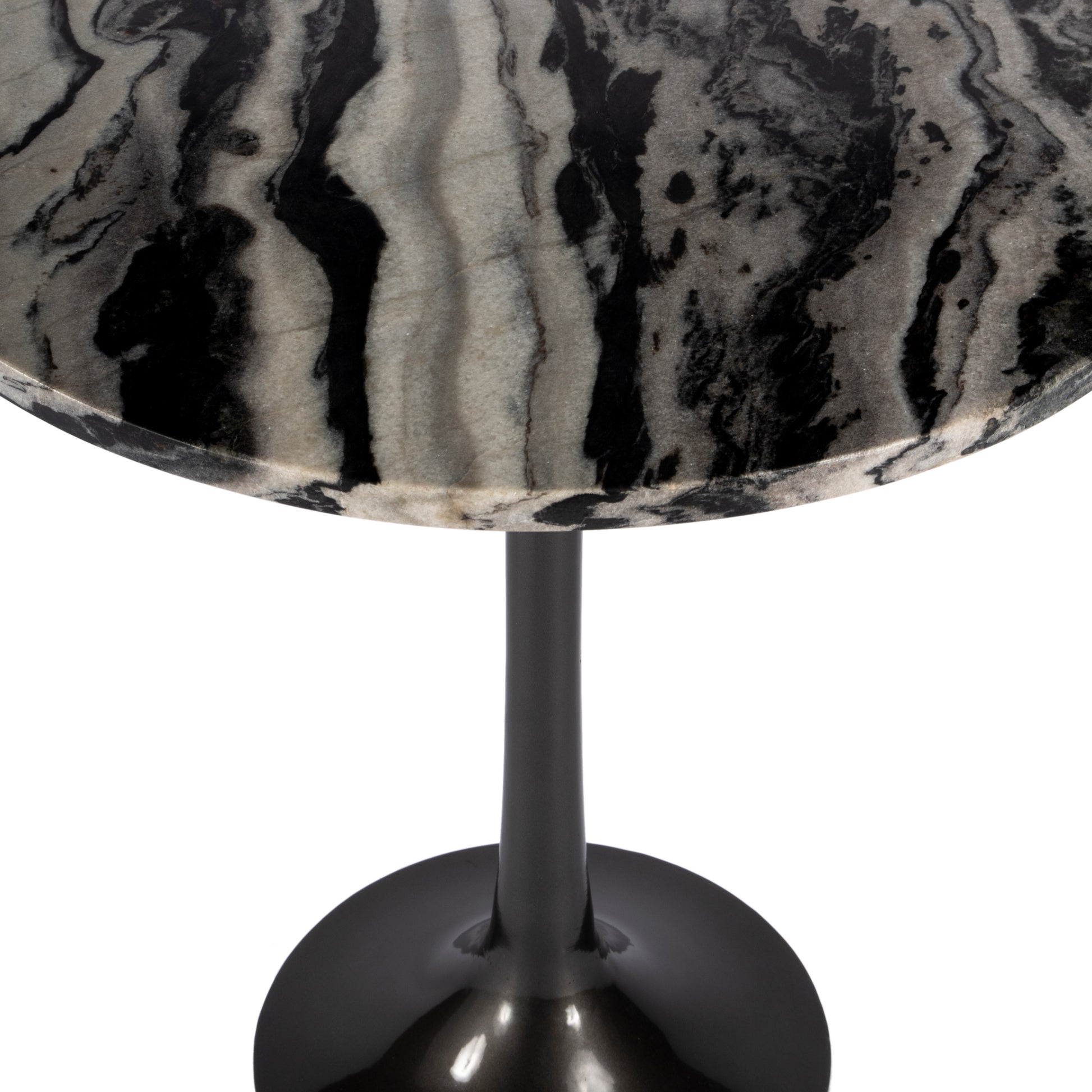 Butler Specialty Company Paxton 23.5 in. W Round Marble and Metal Side Table, Black and White