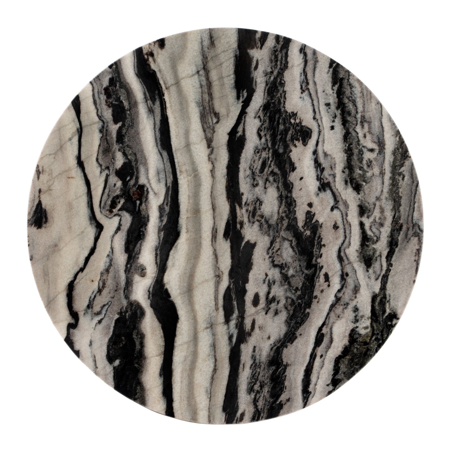 Butler Specialty Company Paxton 23.5 in. W Round Marble and Metal Side Table, Black and White