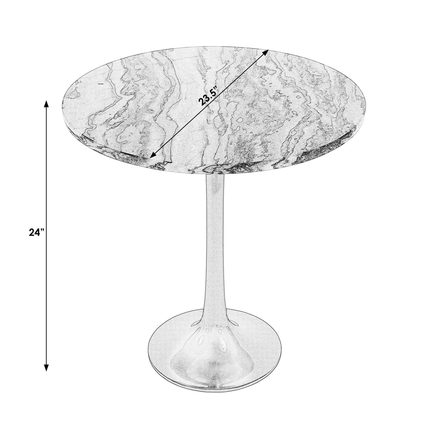 Butler Specialty Company Paxton 23.5 in. W Round Marble and Metal Side Table, Black and White