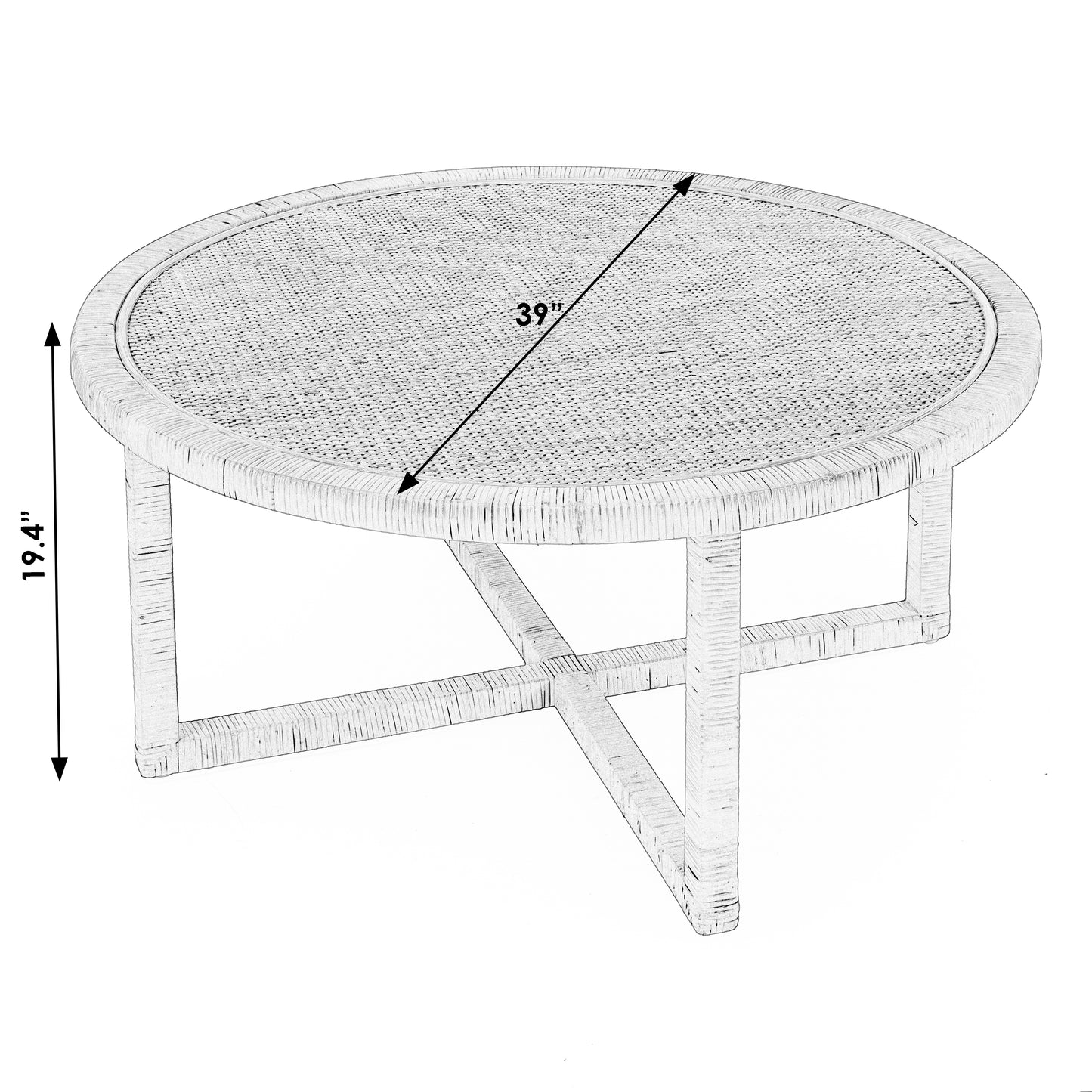 Butler Specialty Company Captiva 39 in. W Round Rattan Coffee Table, Natural