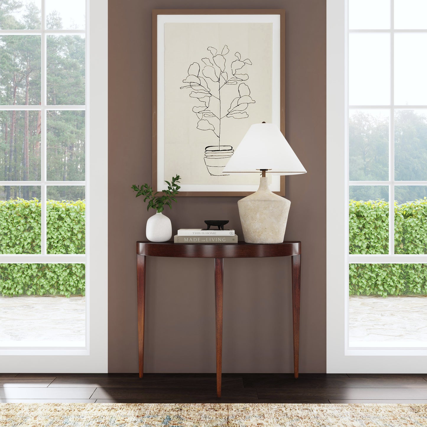 Butler Specialty Company Ingrid 36 in. W Demilune Wood Traditional Console Table, Medium Brown