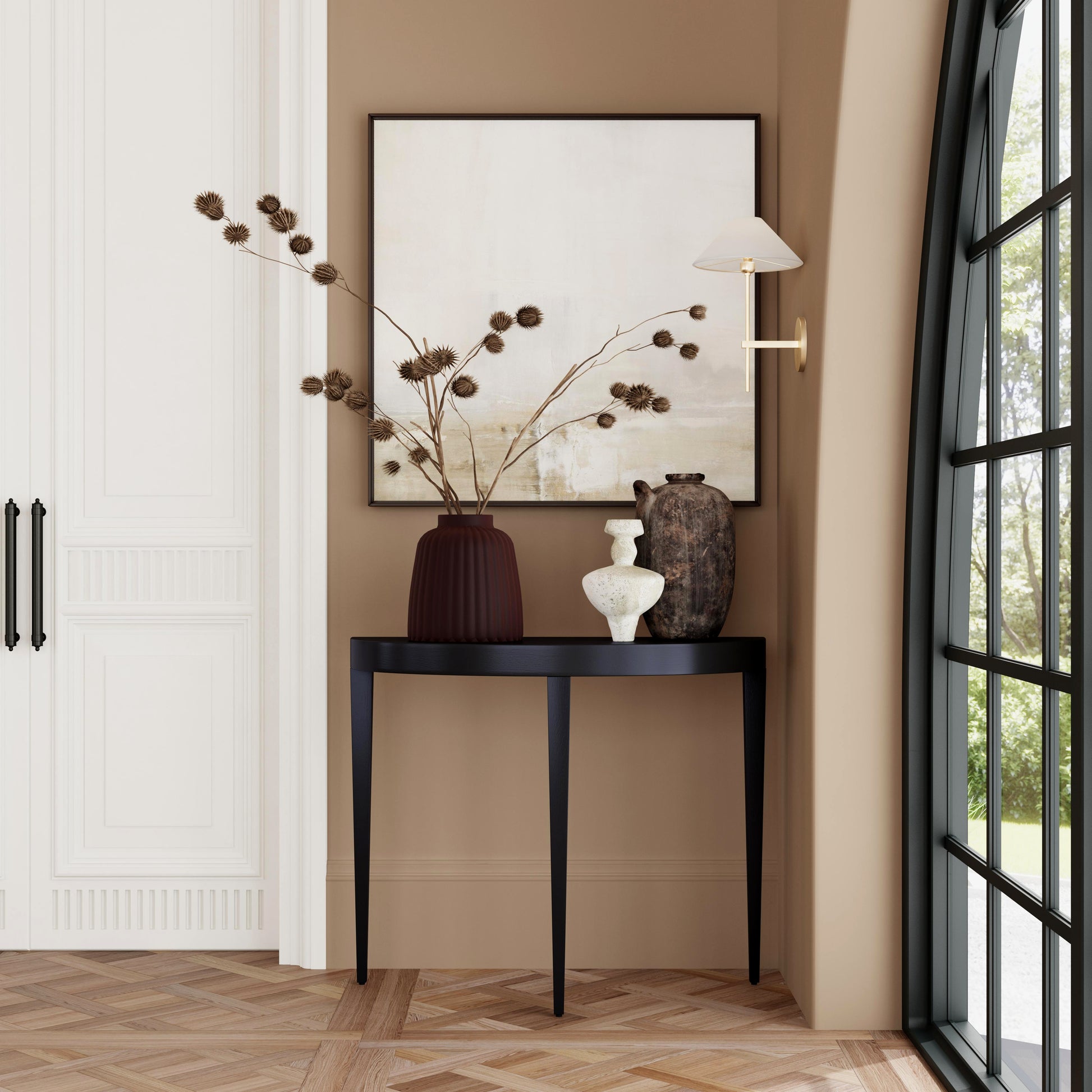 Butler Specialty Company Ingrid 36 in. W Demilune Wood Traditional Console Table, Black
