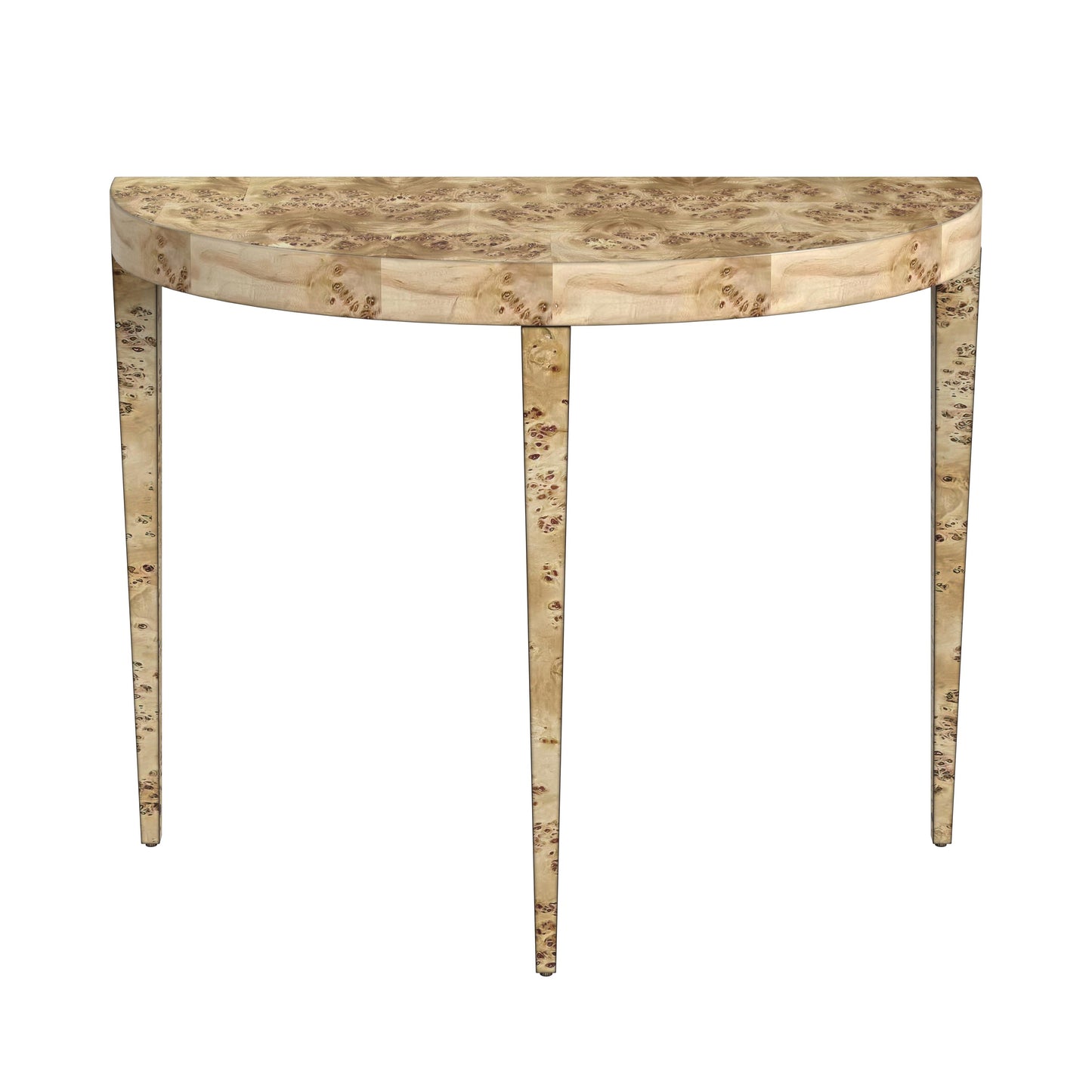 Butler Specialty Company Ingrid 36 in. W Demilune Wood Traditional Burl Console Table, Light Brown