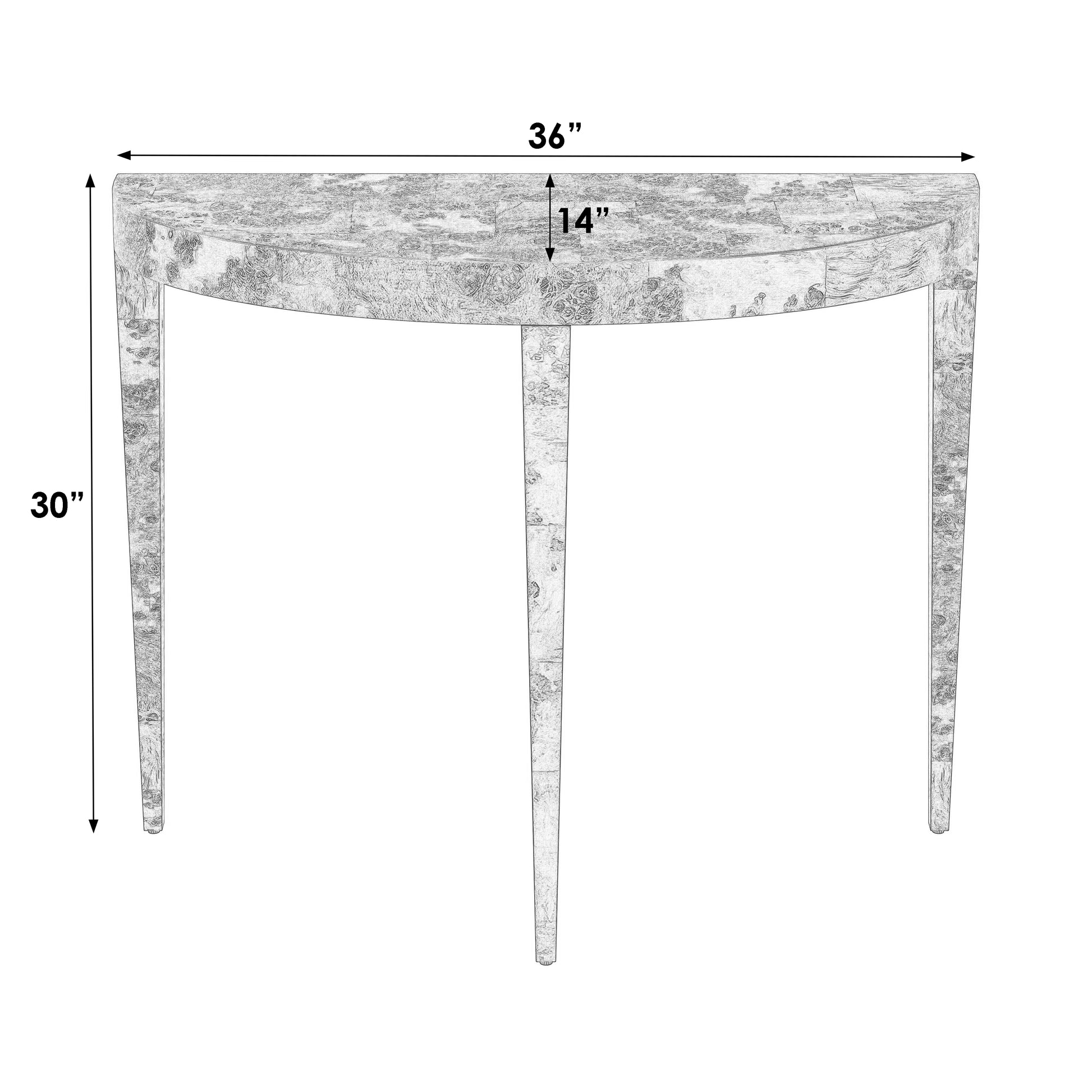 Butler Specialty Company Ingrid 36 in. W Demilune Wood Traditional Burl Console Table, Light Brown